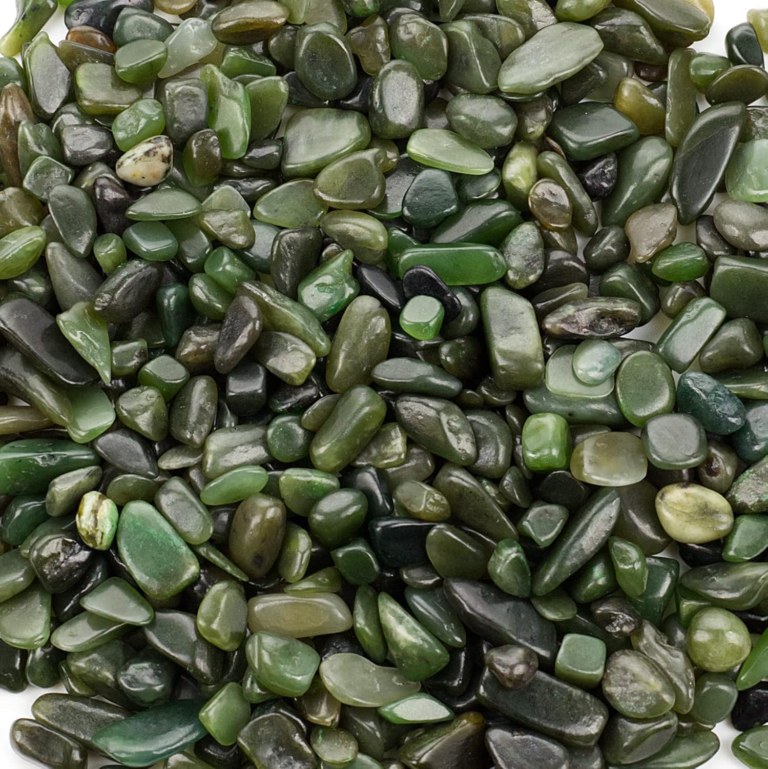 Cherry Tree Collection 1/2 Pound Polished Tumbled Gemstone Chips, Pebbles, Crystal Chips Bulk for Jewelry Making, Healing, Plants, Succulents, Aquariums, Decoration, Chakra (Nephrite Jade)