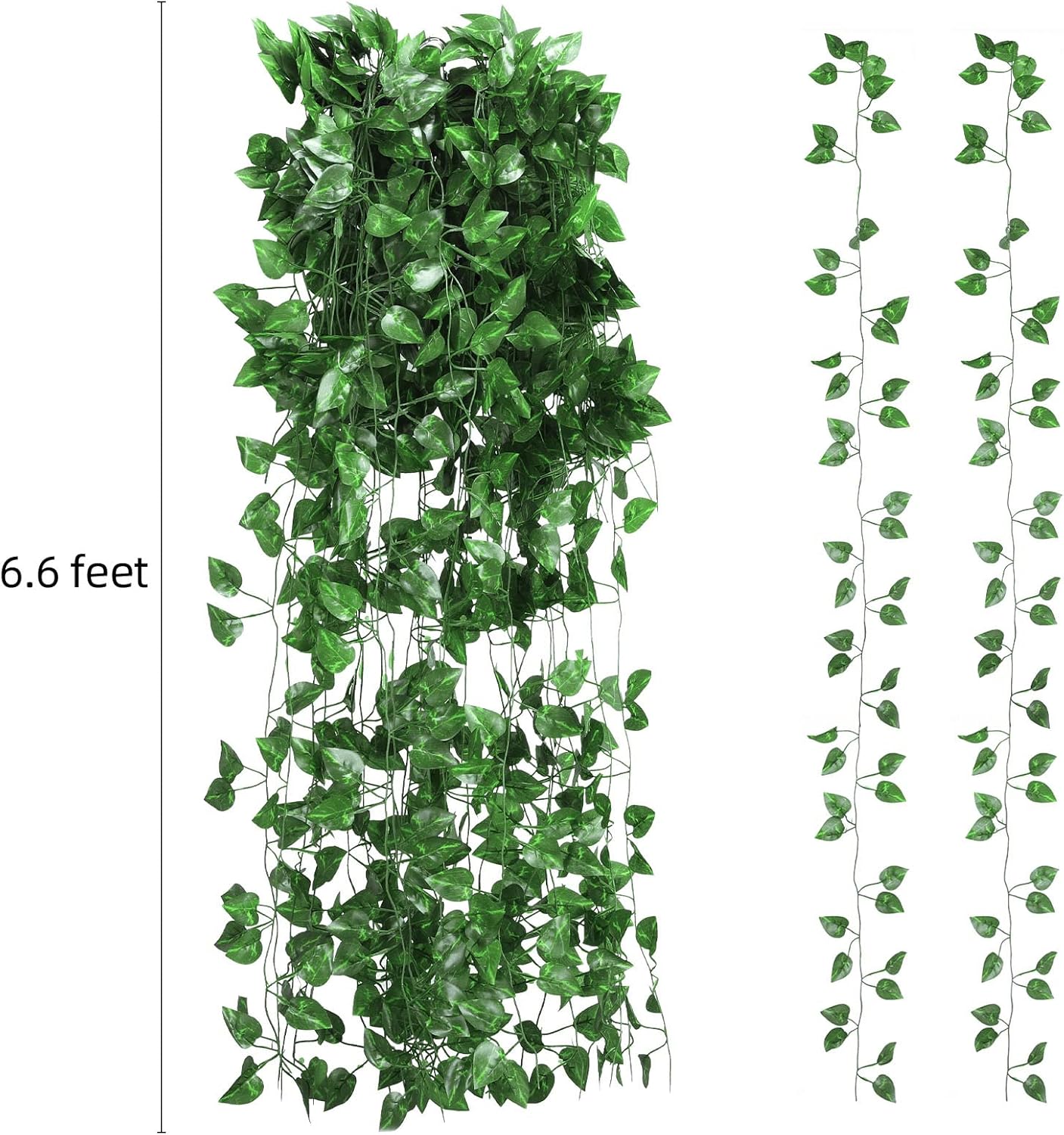 Tbestmax 315 Feet 48 Pack Artificial Ivy Leaf Plants, Green Vine Leaves, Greenery Hanging Garland, Fake Foliage Flowers for Home Kitchen Garden Office Wedding Wall Decor