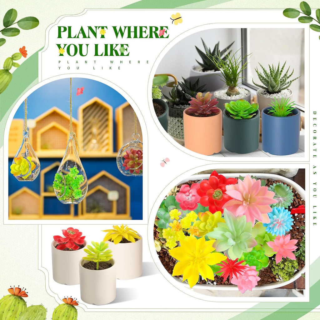 WILLBOND 38 Pcs Christmas Mini Artificial Succulents Small Fake Succulent Plants Faux Assorted Unpotted Realistic Plastic Flowers Picks Stem for DIY Crafting Greenery Garden Home Decor(Colorful Style)