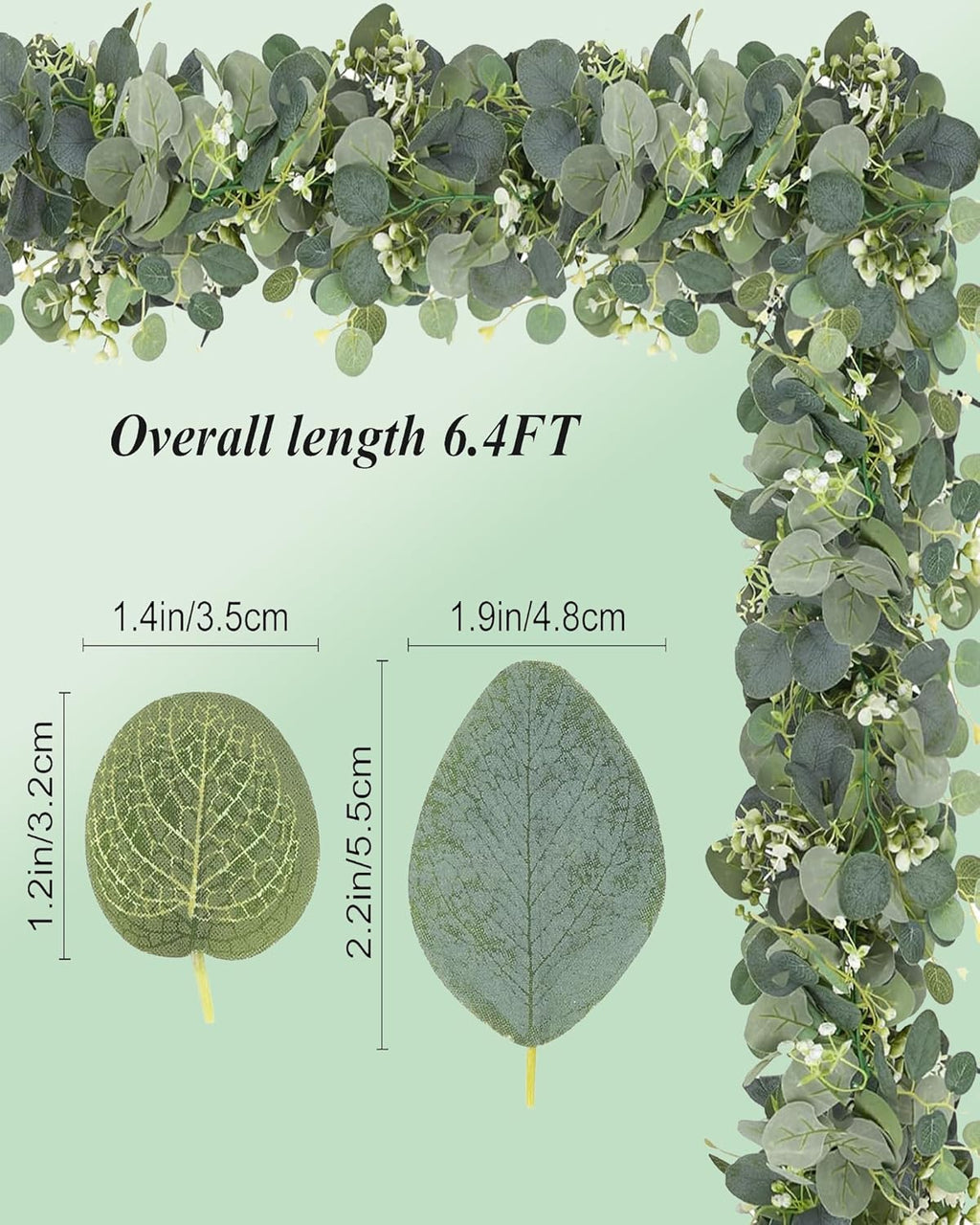 Eucalyptus Garland 6FT Artificial Ivy Greenery Fake Silver Dollar Eucalyptus Leaves Vines Table Decor Green Vine Spring Artificial Vines for Home Mantle Party Decor Indoor/Outdoor (4)