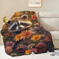 Raccoon Blanket Cute Cartoon Raccoon Throw Blanket Gifts for Girls Women Kids Boys Adults Men Super Soft Cozy Plush Fluffy Fuzzy Fleece Blanket Home Decor 50''X60''