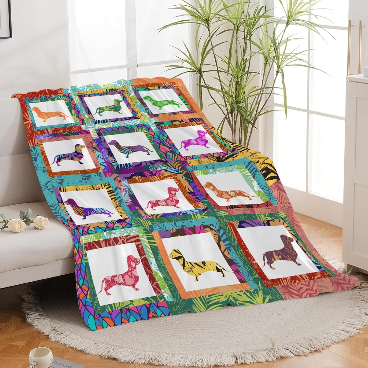 Dachshund Throw Blanket Dachshund Puppy Stuff Weiner Dog Gifts for Women Adults Men Dog Lover Kids Girls Boys Soft Cozy Warm Plush Fluffy Fuzzy Fleece Blanket Decor 60''X80''