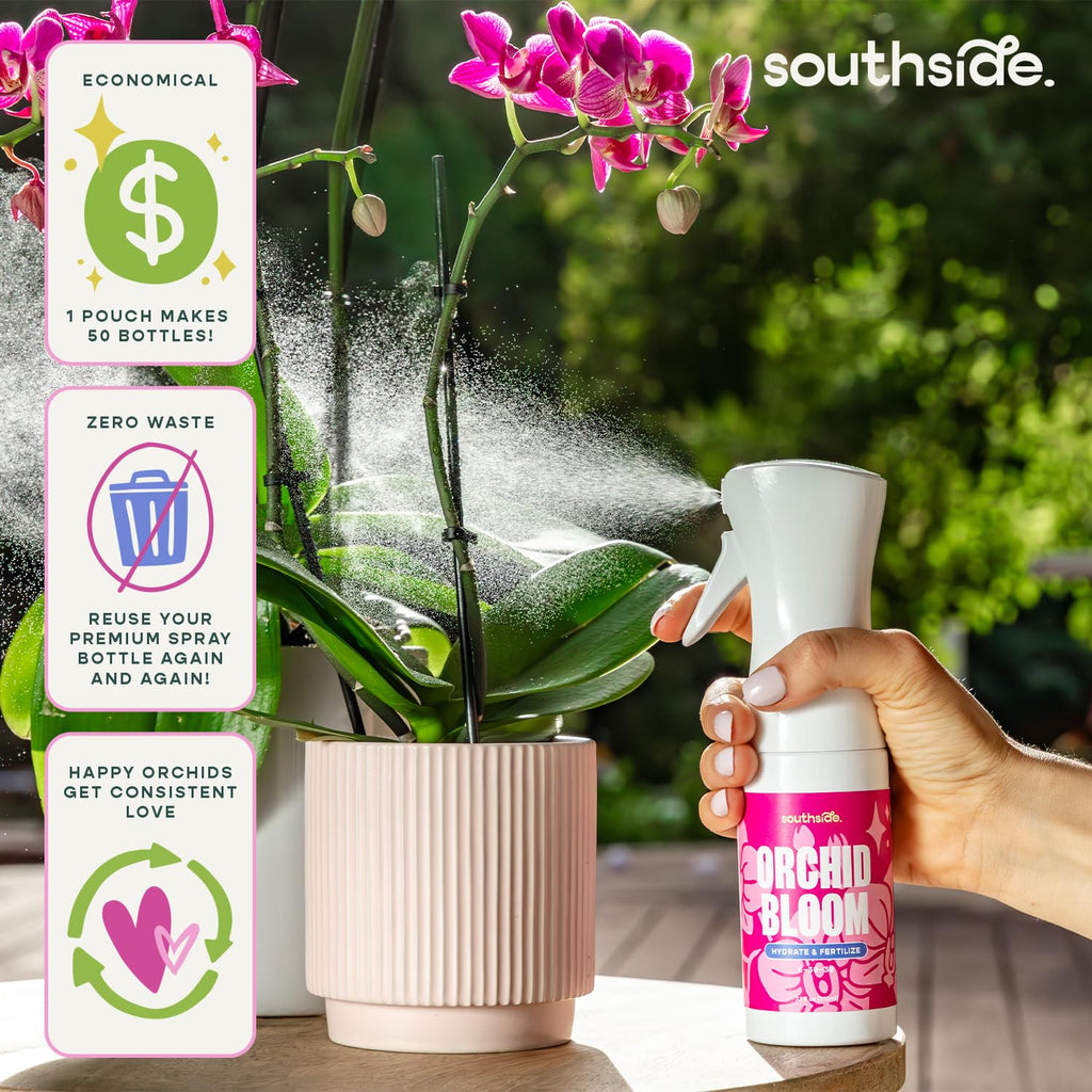 Southside Orchid Bloom Fertilizer - 50 Concentrated Refills (Spray Bottle not Included) - Hydrate & Fertilize (1-3-2 NPK) - Economical Plant Food for Orchids