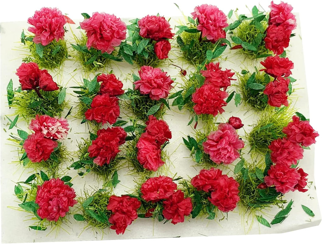 20Pcs Miniature Flower Cluster Grass Flower Tufts for Mini Dollhouse Fairy Garden Railway Simulated Static Scenery Micro Landscape Model (Red)