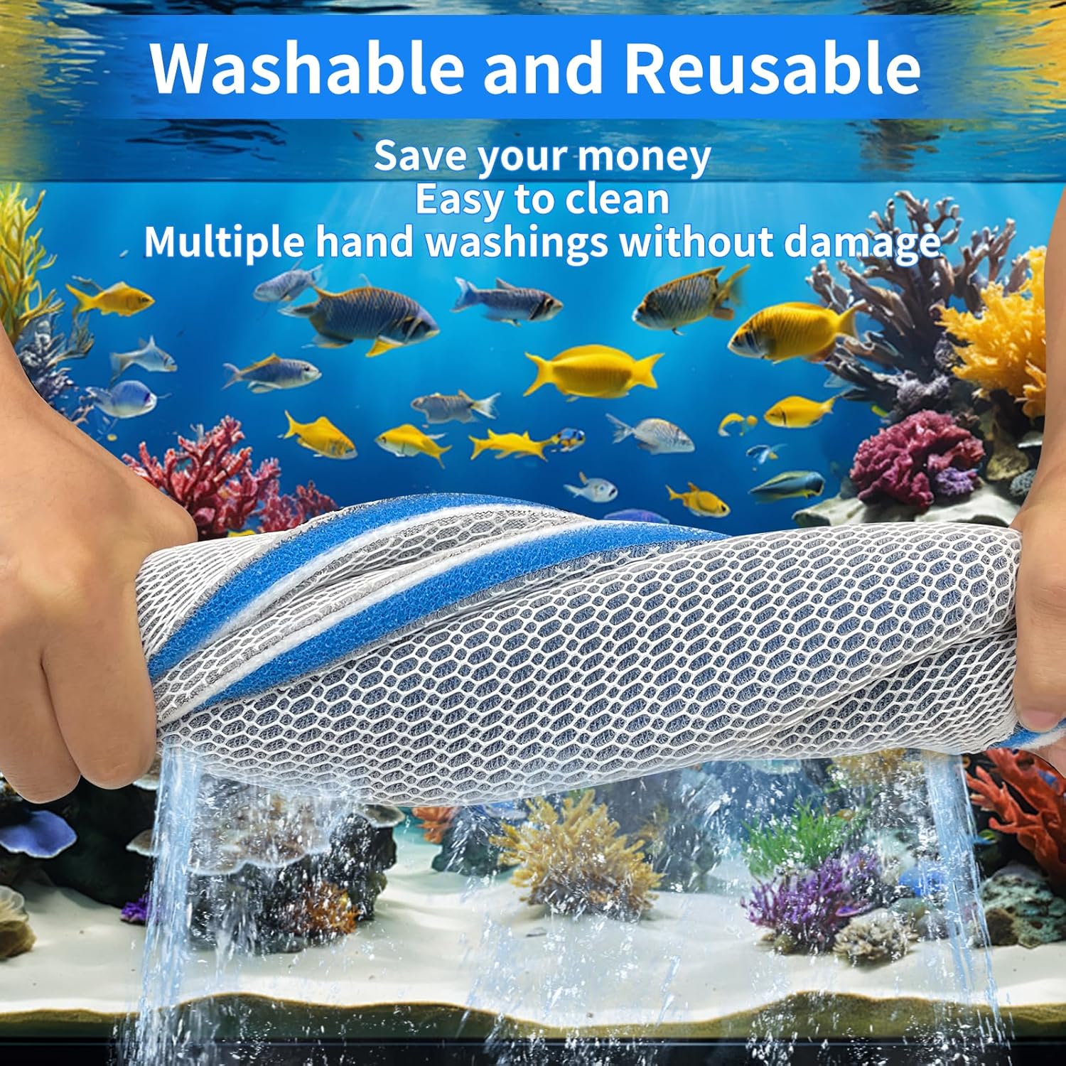 Aquarium Filter Media,48"x12"- 8-Layer Filter Sponge Pad for Fish Tank and Pond,Cuttable & Washable Aquarium Filter Floss for Crystal Clear Water
