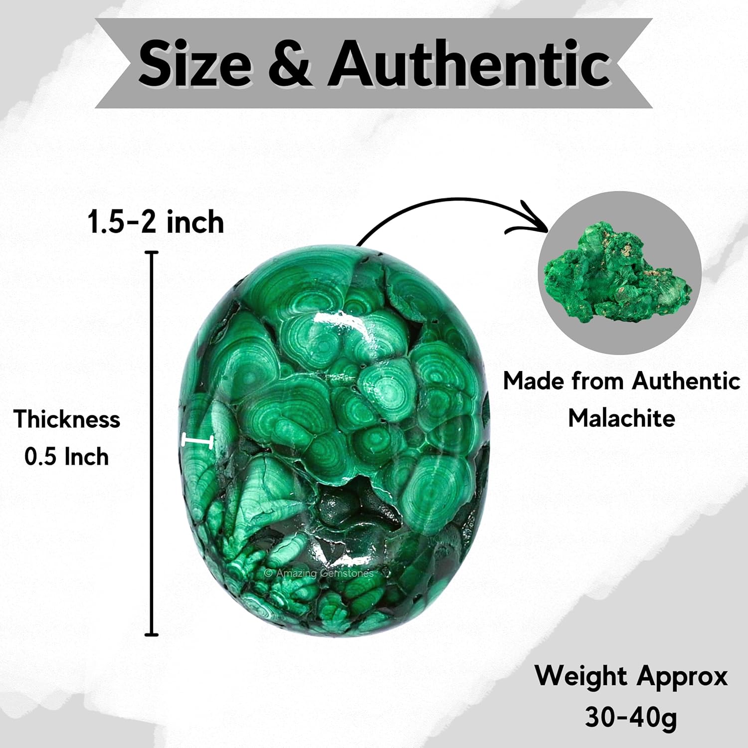 Amazing Gemstone Malachite Crystals and Healing Stones - Large Palm Stone Crystals Piedra - Crystal for Good Luck, Balanced Positive Energy, Meditation - Unique Stocking Stuffers, Gifts for Women