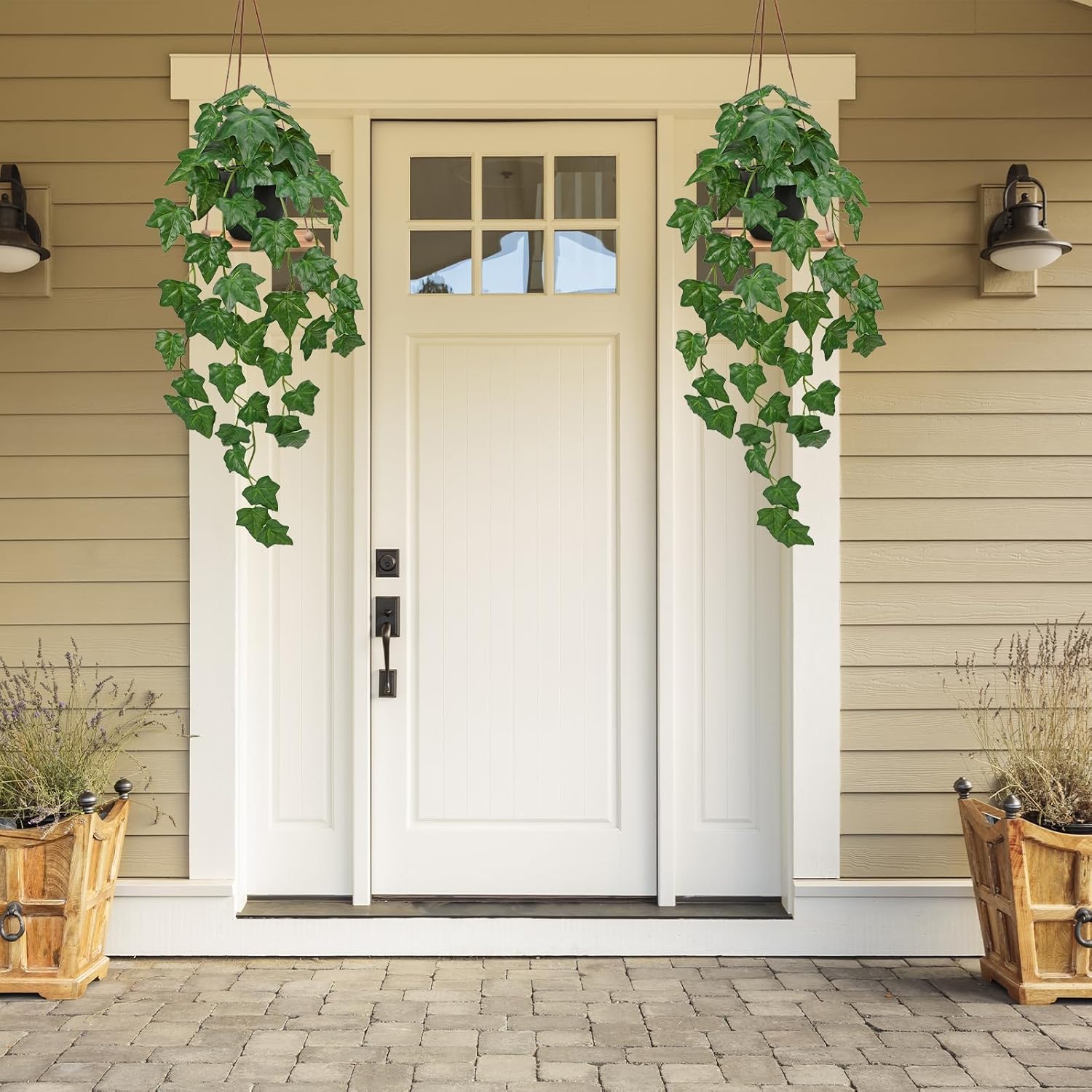 Set of 2 Fake Ivy Plant for Home Decor Indoor Silk Artificial Hanging Plant 25" Fake Ivy Vine Faux Ivy Leaves for House Room Indoor Outdoor Home Shelf Office Plant Decor