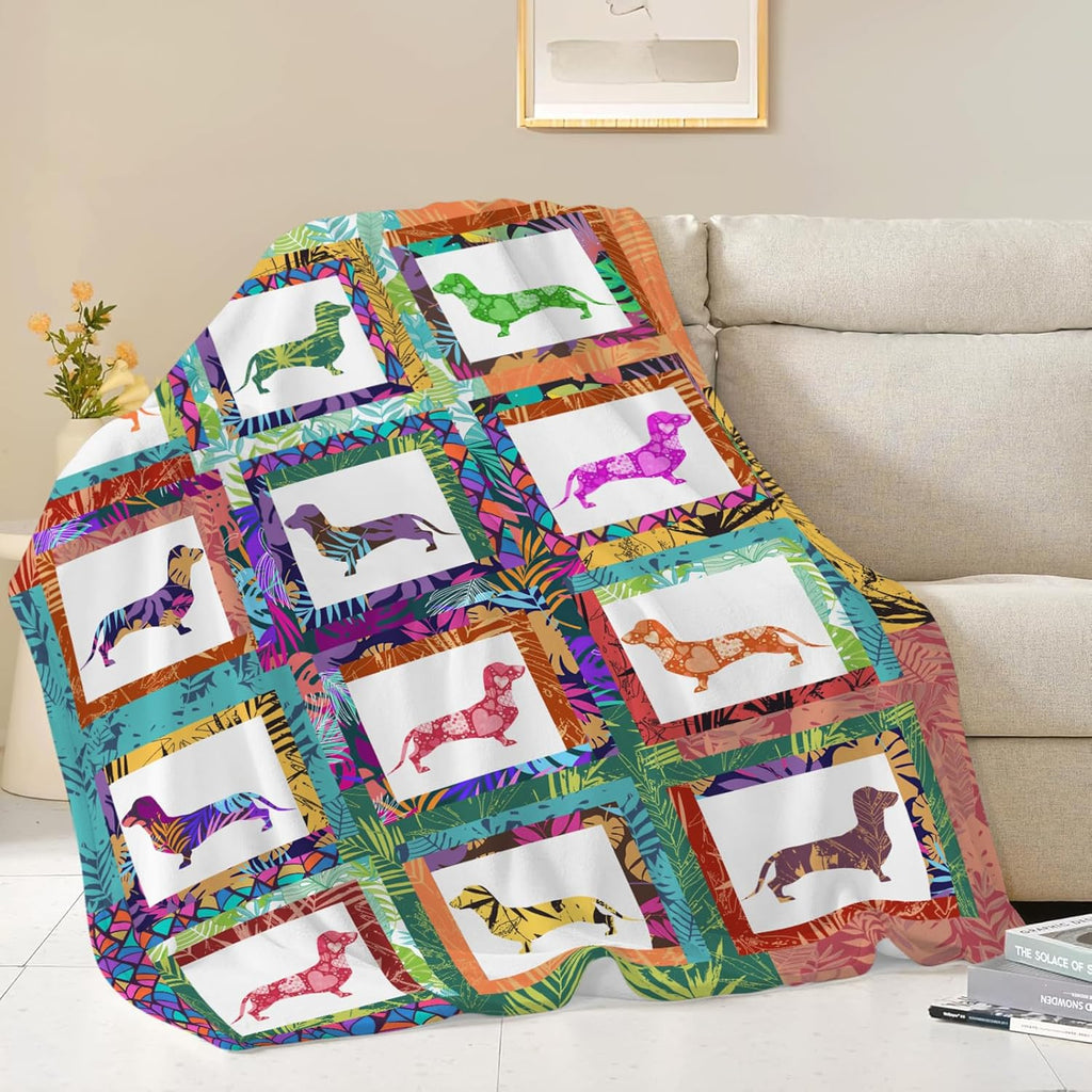 Dachshund Throw Blanket Dachshund Puppy Stuff Weiner Dog Gifts for Women Adults Men Dog Lover Kids Girls Boys Soft Cozy Warm Plush Fluffy Fuzzy Fleece Blanket Decor 60''X80''
