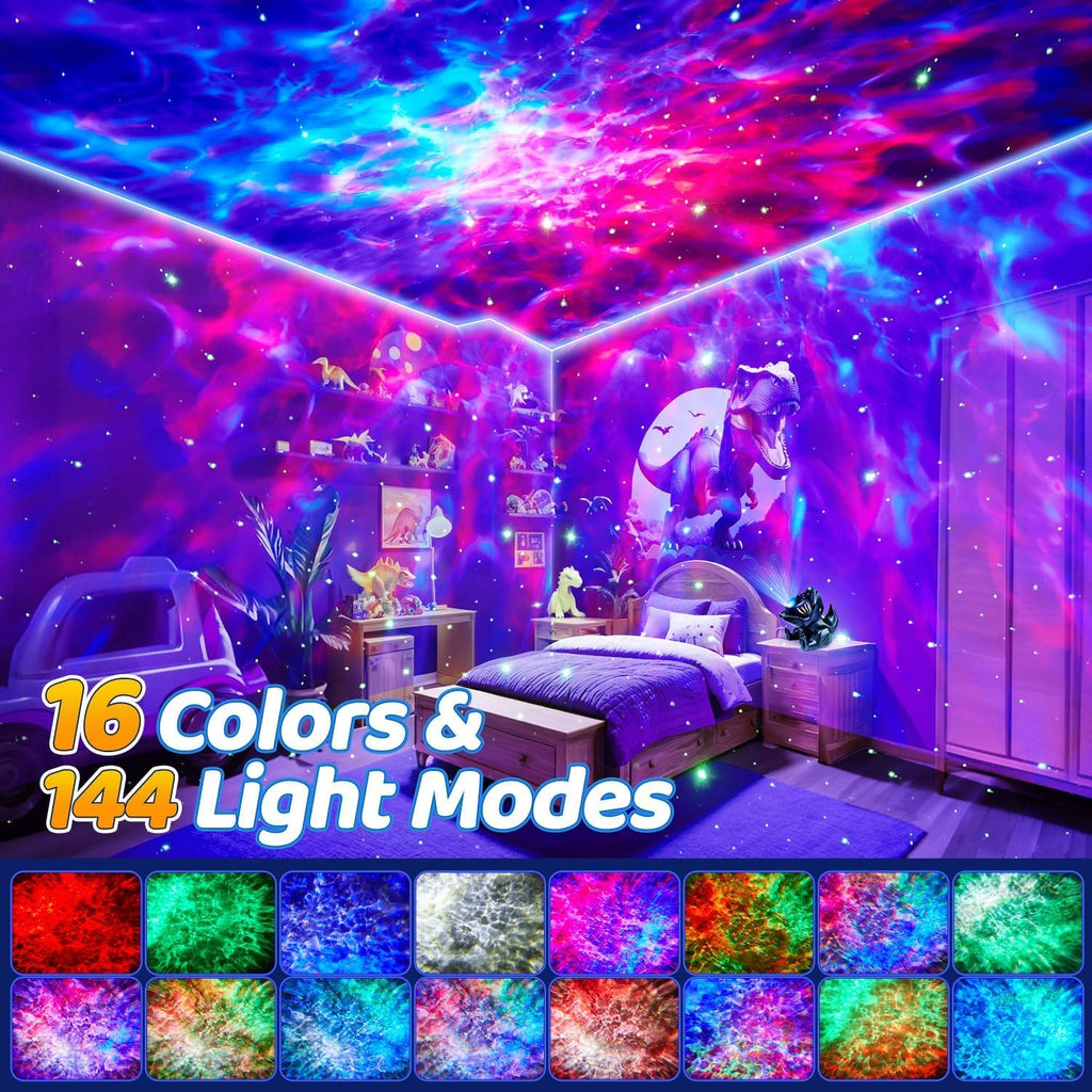 Dinosaur Baby Sound Machine Night Light Projector, 22 White Noise Machine Baby 5.3 Bluetooth Speaker, 196Color Remote Control | Toddler Night Light for Kids, Boy Gift Dinosaur Decor Galaxy Light