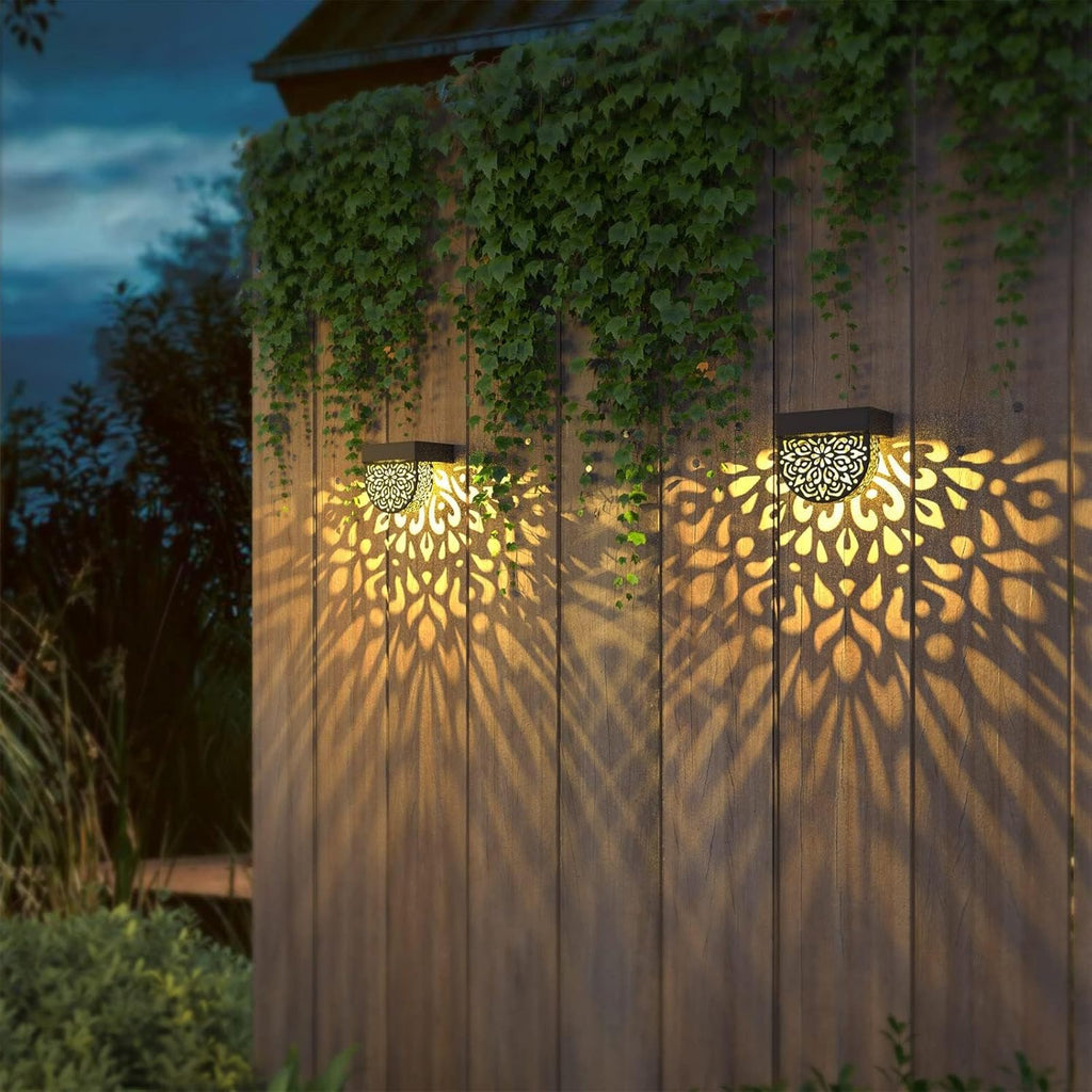 Solar Fence Lights Wall lihgts Outdoor Decorations 6 Pack Solar Step Lights Outdoor Waterproof LED Solar Powered Warm Yellow Decorative Lighting for Front Door, Backyard, Post(Black)