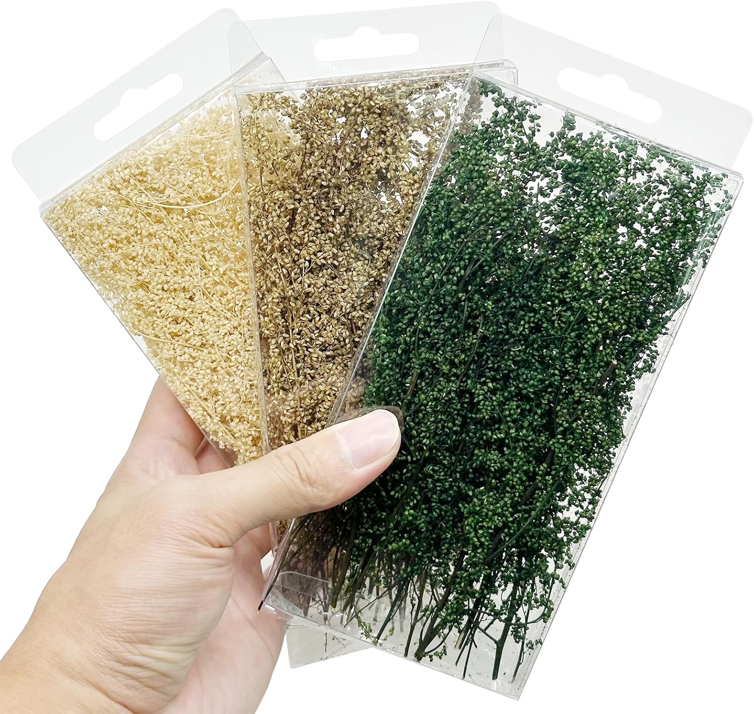 Woohome 3 Color Static Grass Tuft Long Shrub Vegetation Groups Miniature Shrubs Model Bushes for DIY Model Train Landscape Railroad Scenery