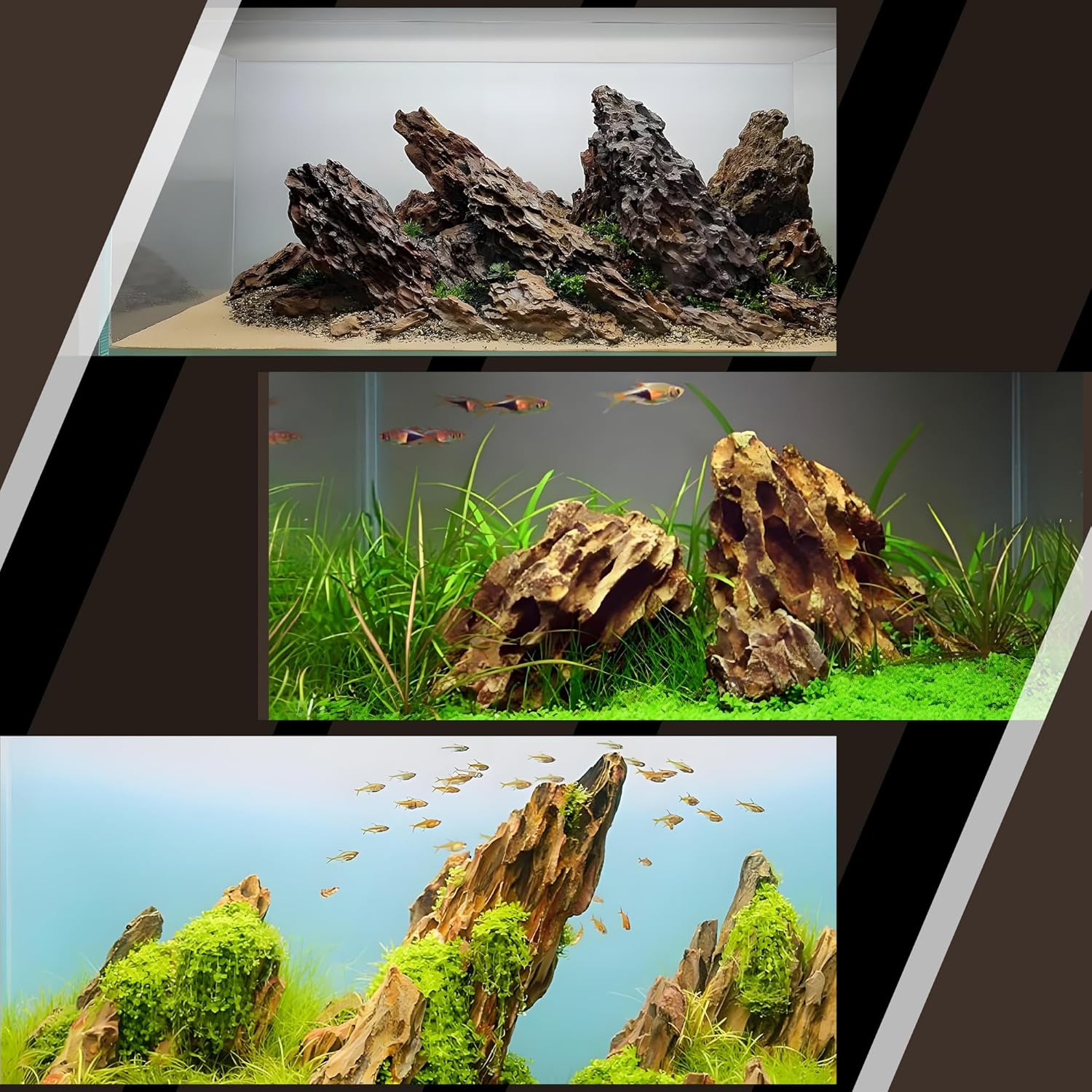 7/12 Pounds Natural Stream Slab Stones,Dragon-Rock Stone,Seiryu Stones Perfect for Aquariums,Fish Tanks,Terrariums,Landscaping Model,Reptile Rest Rock (Dragon-Rock Stones, 12 LB)