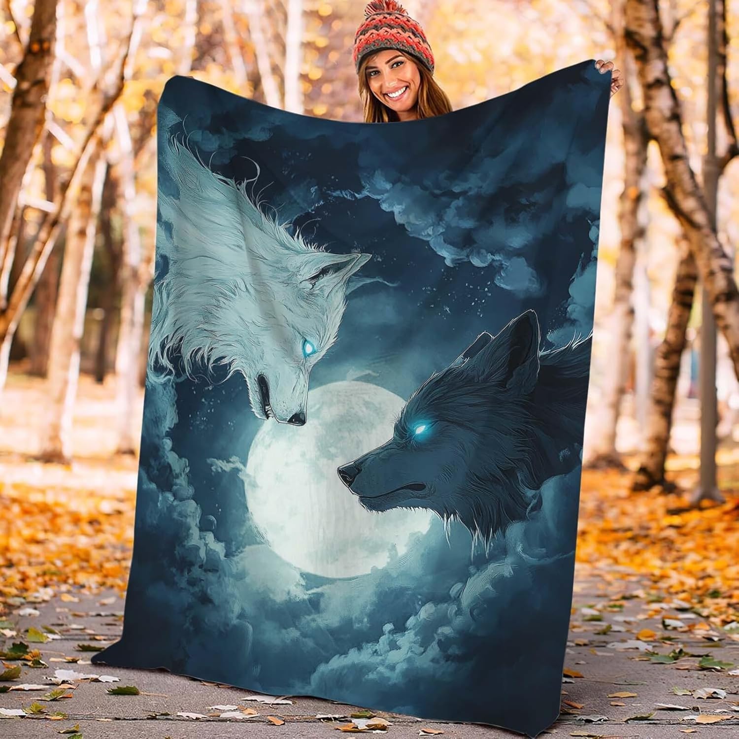 Wolf Throw Blanket Wolf Stuff Gifts for Kids Girls Boys Adults Women Man Soft Cozy Warm Plush Fluffy Fuzzy Fleece Blanket Decor 40''X50''
