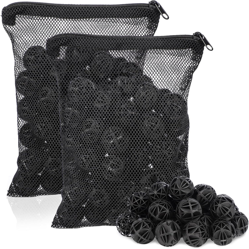 Segarty Aquarium Bio Balls, 1 inch Koi Pond Filter Media Bio Ball with Sponge for Aquarium Filter Canister Filter Biological Filtration for Freshwater Marine Fish Tank Sump (100 PCS with Mesh Bag)