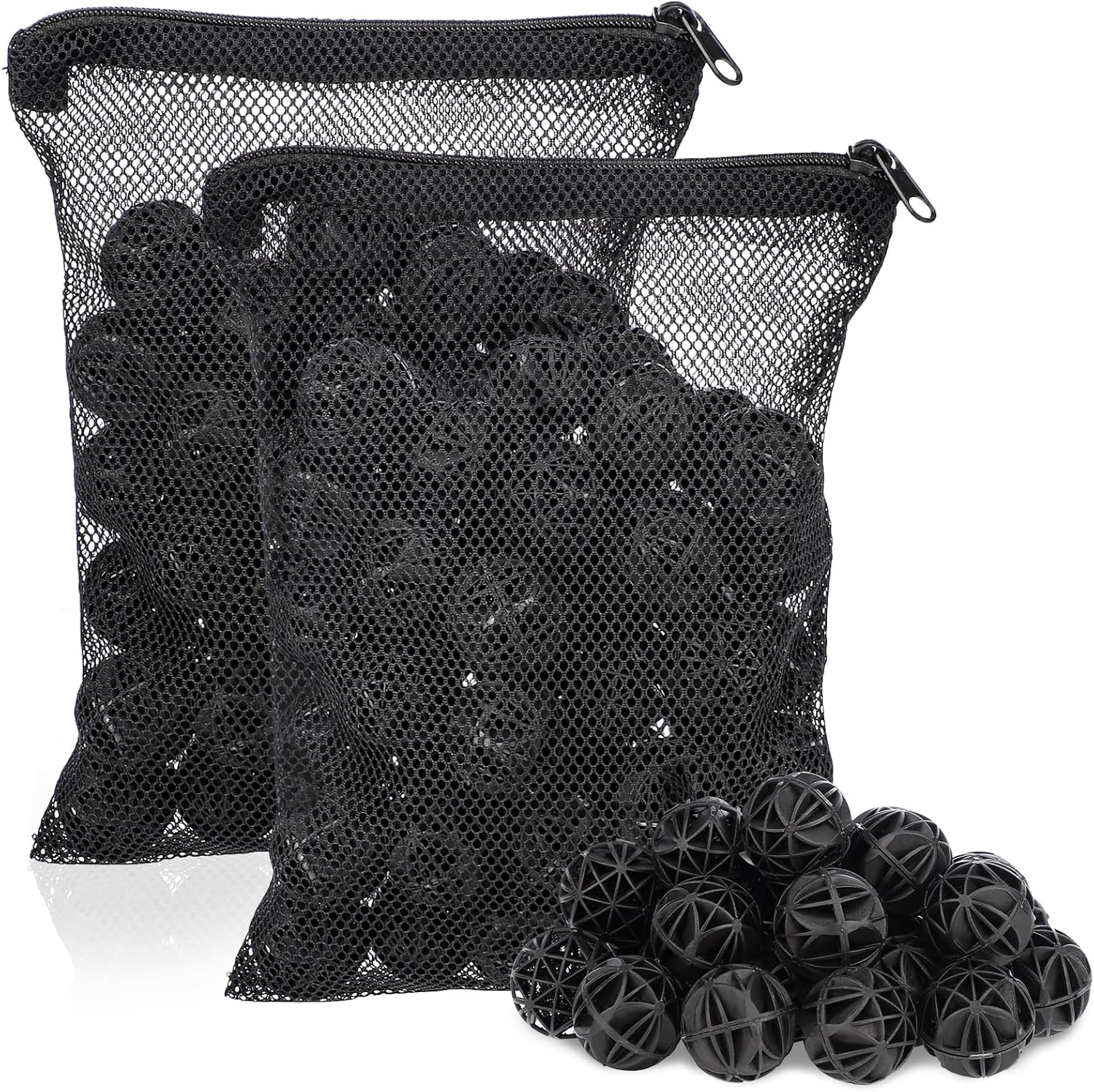 Segarty Aquarium Bio Balls, 1 inch Koi Pond Filter Media Bio Ball with Sponge for Aquarium Filter Canister Filter Biological Filtration for Freshwater Marine Fish Tank Sump (100 PCS with Mesh Bag)