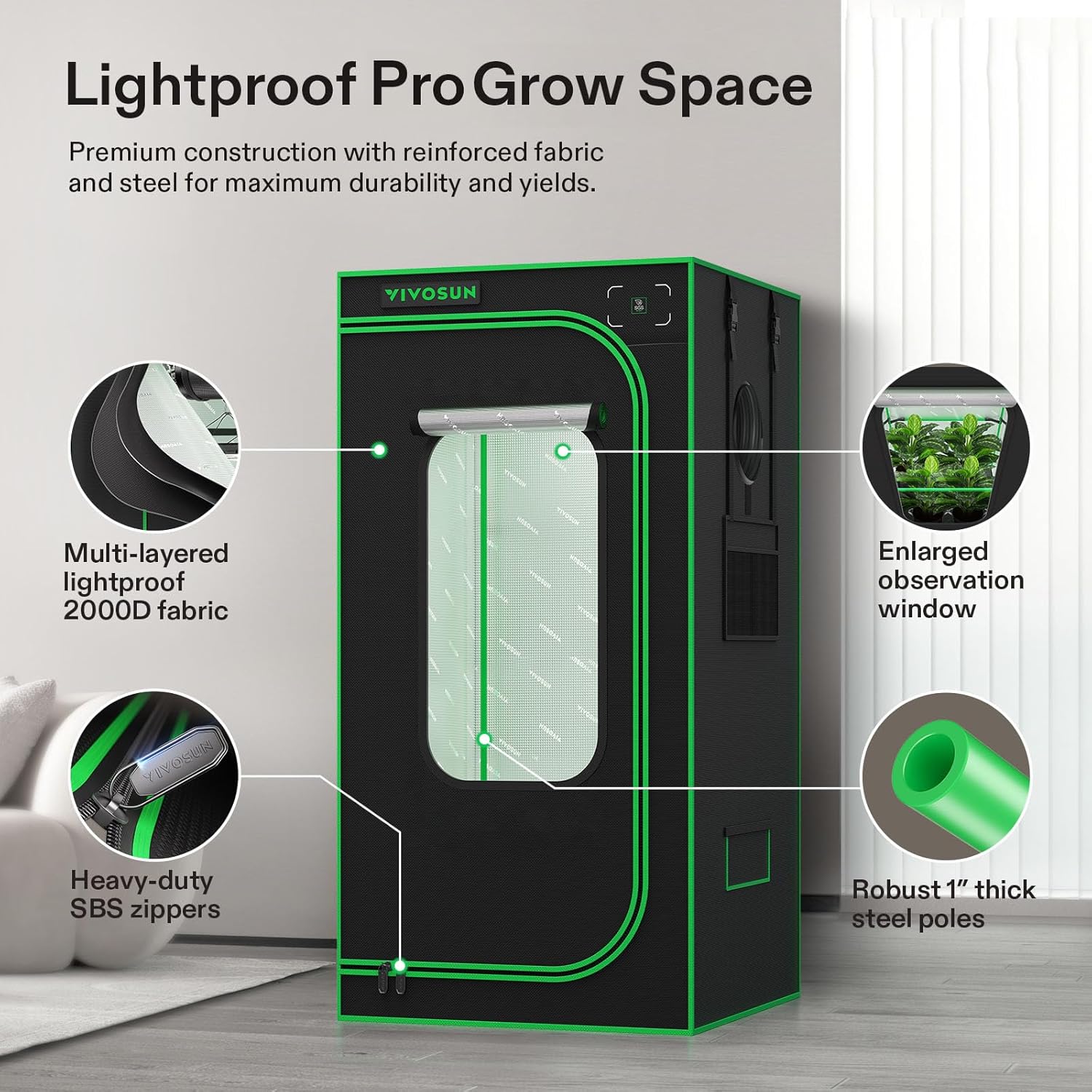 VIVOSUN GIY Plus Smart Advance Grow Tent Kit, 2.7x2.7ft WiFi-Integrated Complete Grow Tent System 2000D Mylar Grow Tents with Full-Spectrum Programmable Grow Light Enhanced Ventilation & Circulation