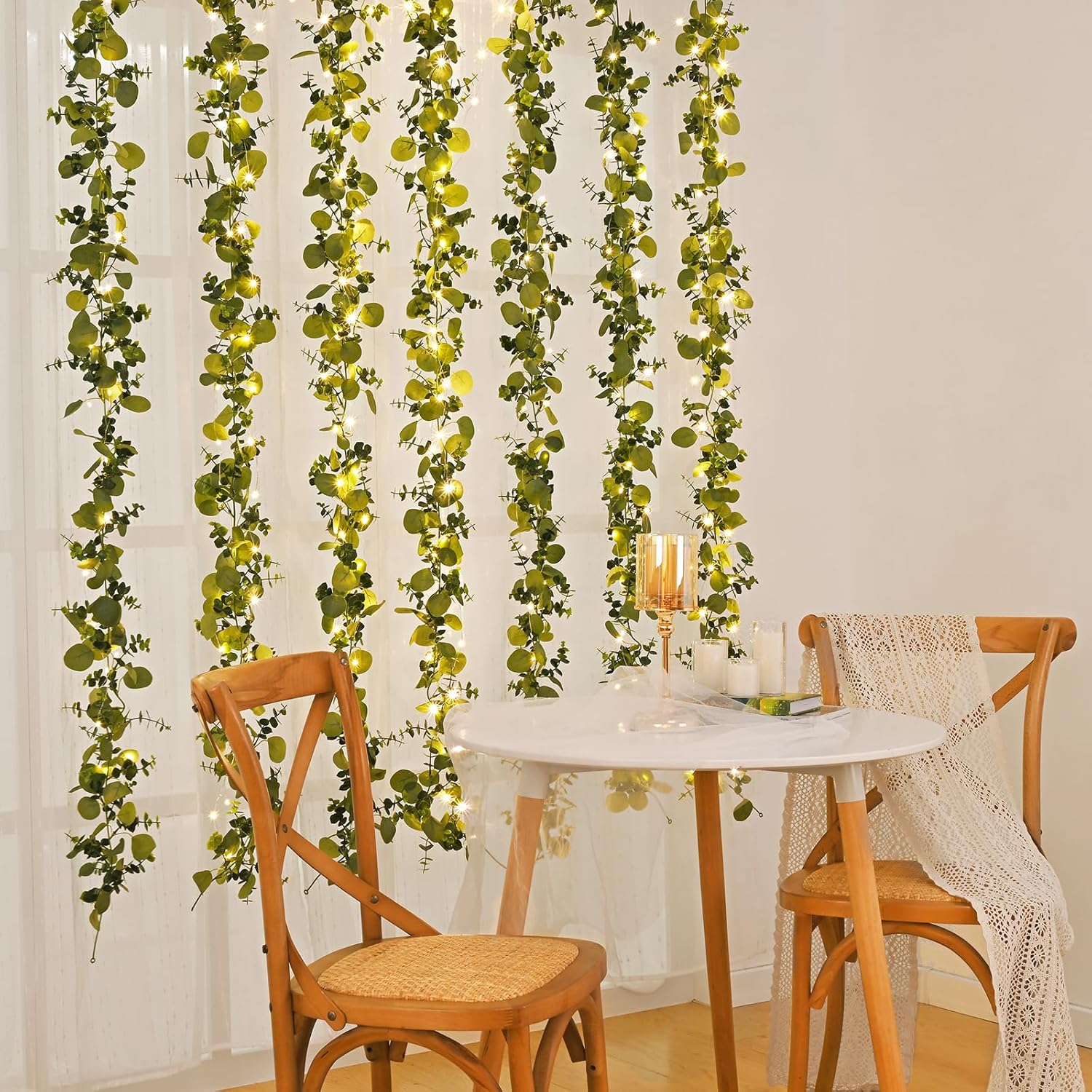 Dolicer 4 Packs 6FT Artificial Eucalyptus Garland, Faux Greenery Garland Hanging Fake Silver Dollar Eucalyptus Leaves Vines for Wedding Backdrop Arch Table Wall Party Home Decor