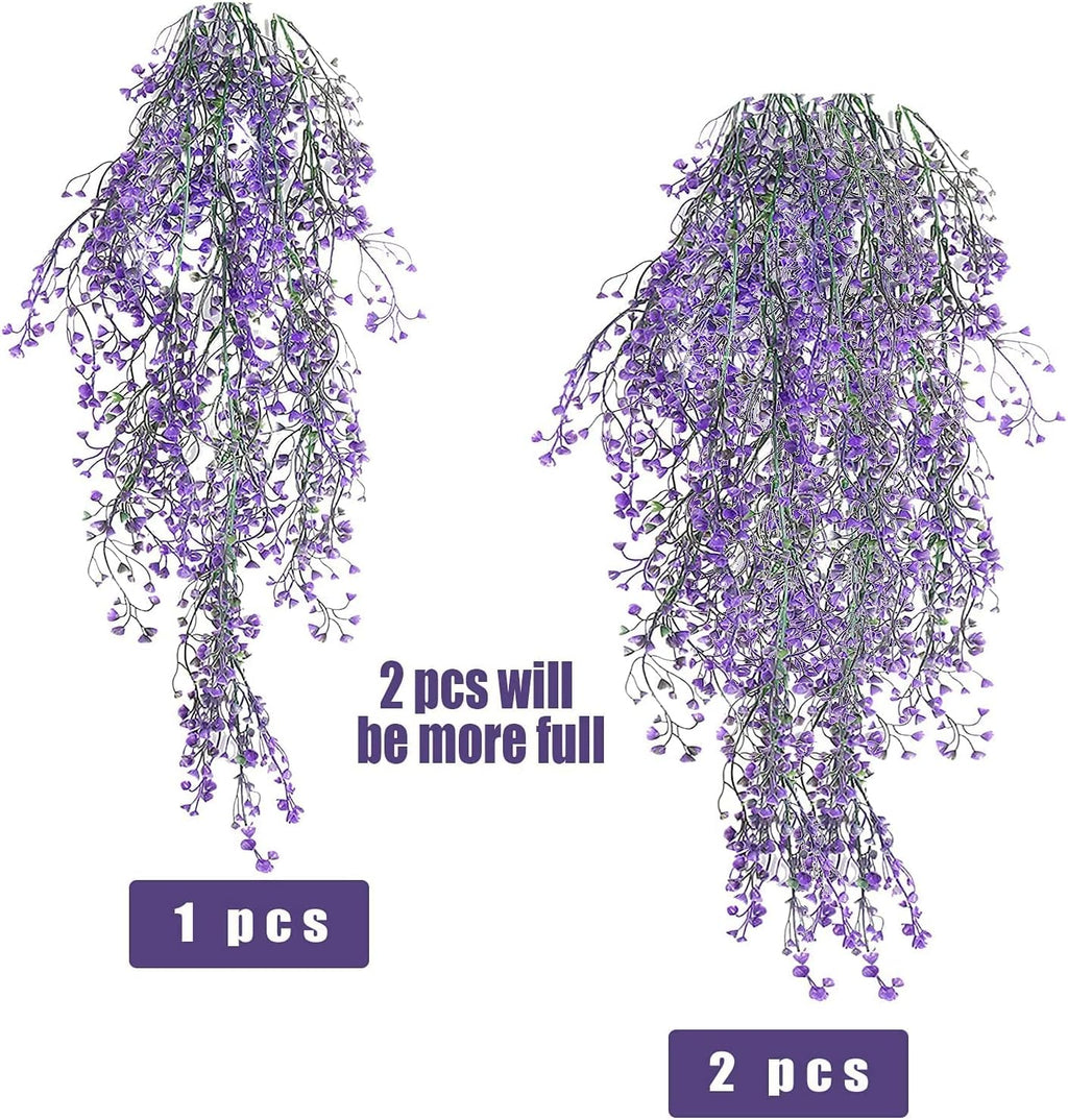 RECUTMS 4pcs Artificial Hanging Plants Indoor Fake Hanging Plants Wall Purple Faux Ferns for Home Garden Wedding Party Indoor Outdoor Decorations