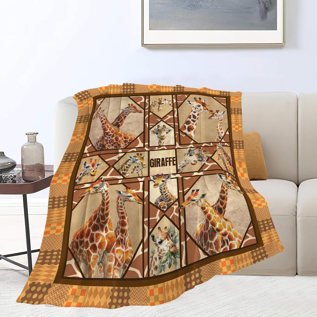 Giraffe Throw Blanket Giraffe Stuff Gifts for Kids Girls Boys Adults Women Men Soft Cozy Warm Plush Fluffy Fuzzy Fleece Blanket Decor 50''X60''