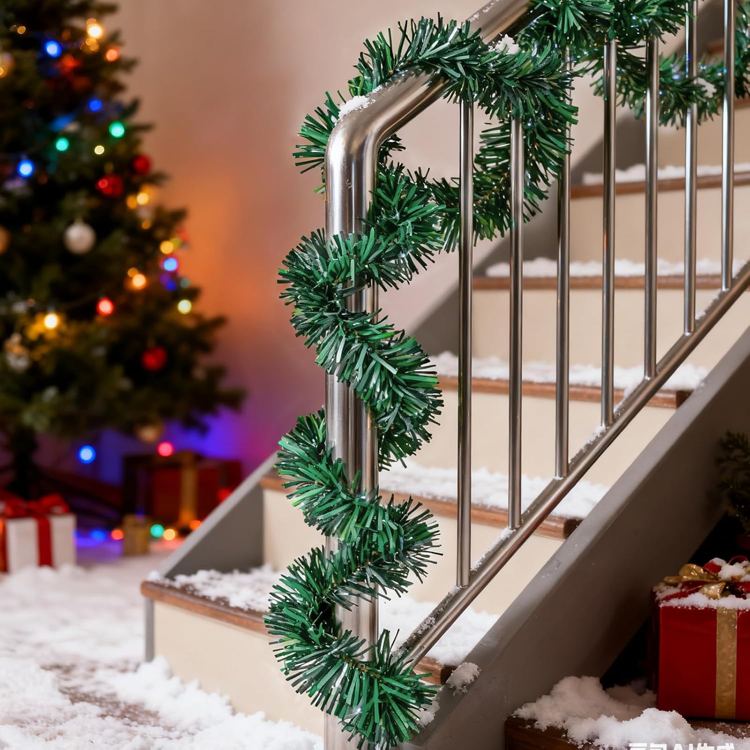 150 Ft Christmas Miniature Artificial Pine Garlands Mini Green Pine Greenery Roping Garlands Miniature Thin Wired Stems Ties for Xmas DIY Crafts Holiday Season Outdoor Indoor Party Decorations