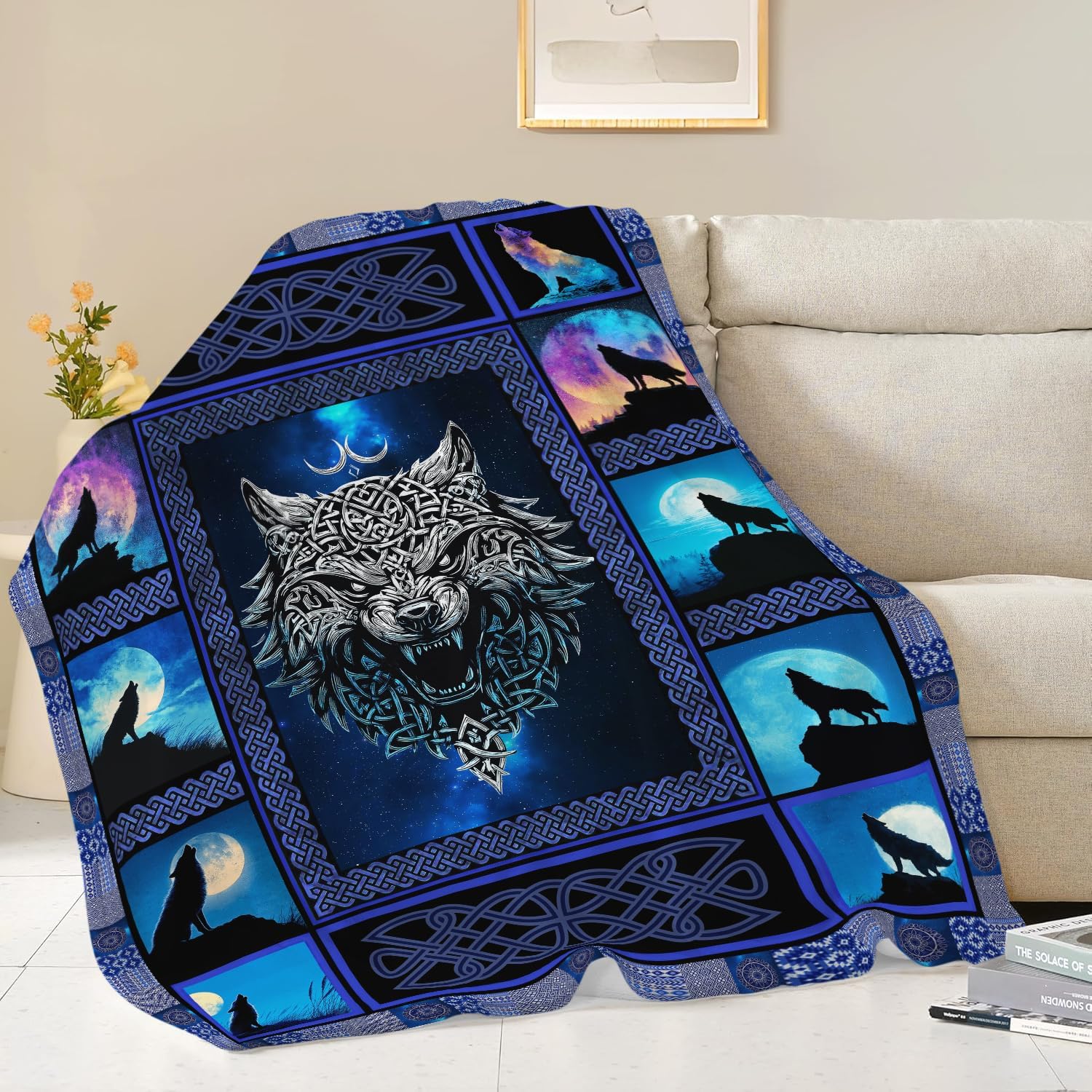 Wolf Throw Blanket Wolf Stuff Gifts for Kids Girls Boys Adults Women Men Soft Cozy Warm Plush Fluffy Fuzzy Fleece Blanket Decor 60''X80''