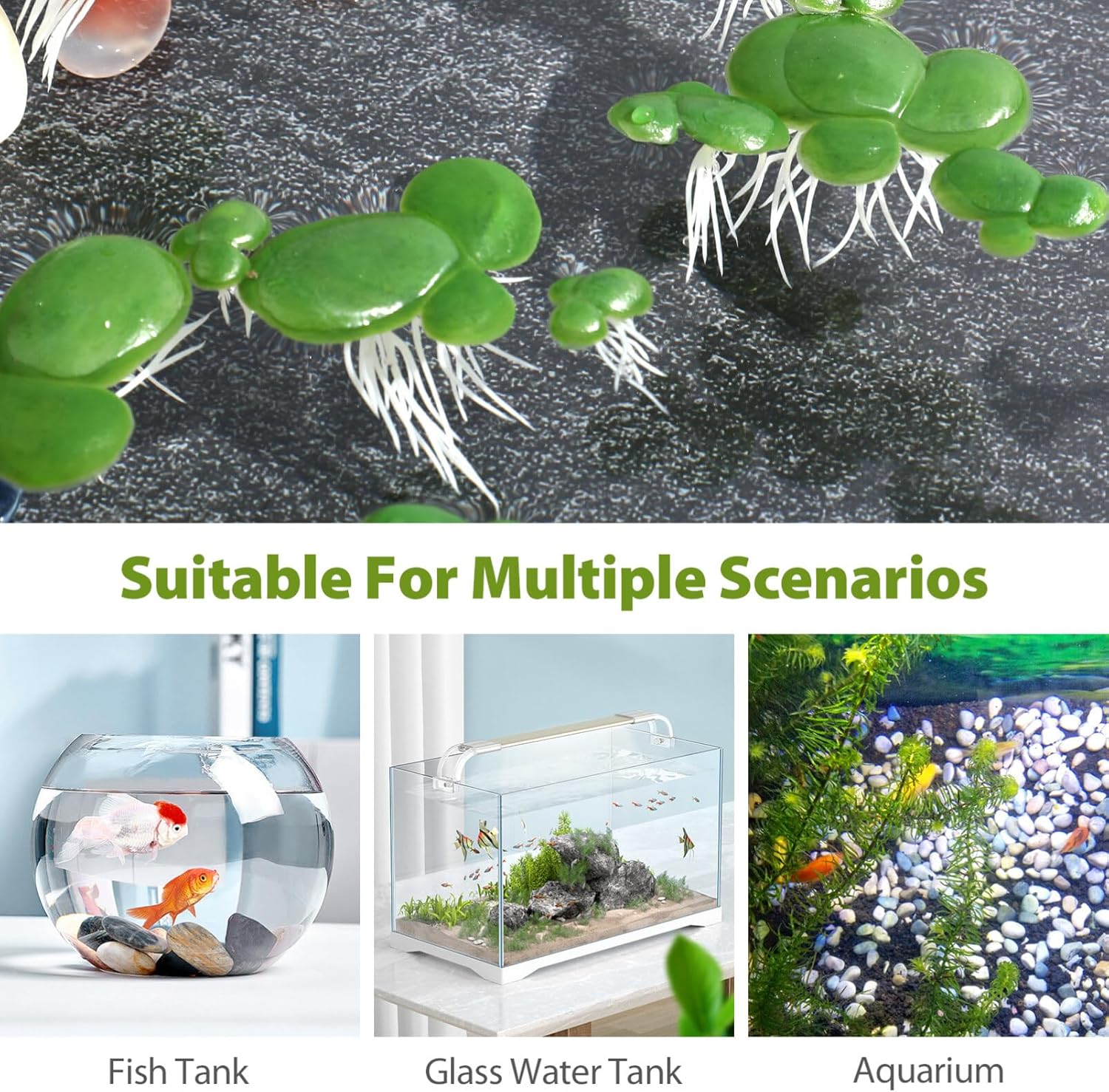 36pcs Plastic Duckweed Artificial Floating Duckweed Mini Fake Duckweed Simulation Floating Plants for Aquarium Fish Tank Decor