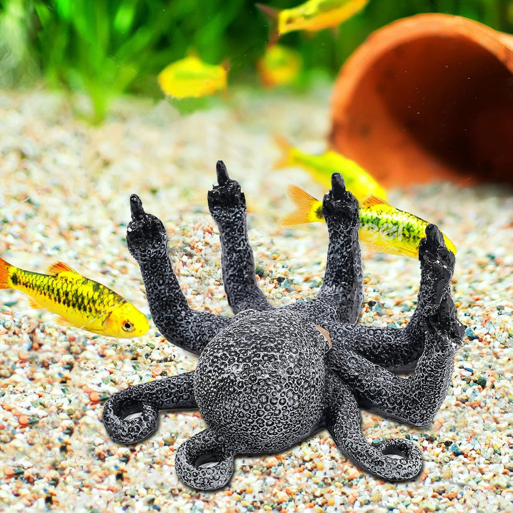 Octopus Aquarium Ornaments Decoration, Black Resin Artificial Sea Life,Suitable for Various Fish Tanks