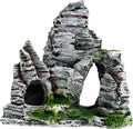 Resin Aquarium Stone Cave with Artificial Moss – Natural Rock Mountain Ornament for Fish Tank, Shrimp & Betta Hiding, Reptile Habitat Decoration, Small Landscape Terrain Accessory for Aquatic Decor