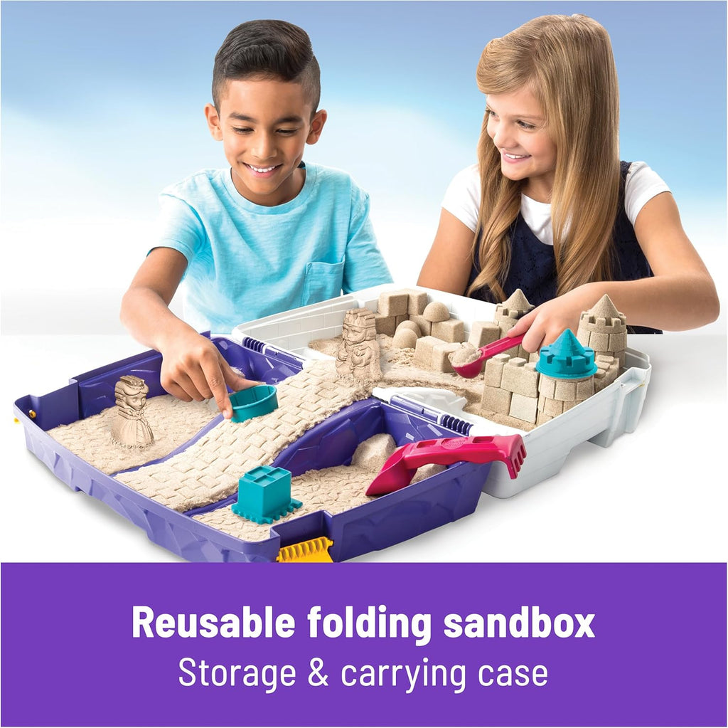 Kinetic Sand, Folding Sand Box with 2lbs Play Sand, 7 Molds & Tools, Storage Case, Sensory Toys, Holiday Gifts & Stocking Stuffers for Kids Ages 3 and up