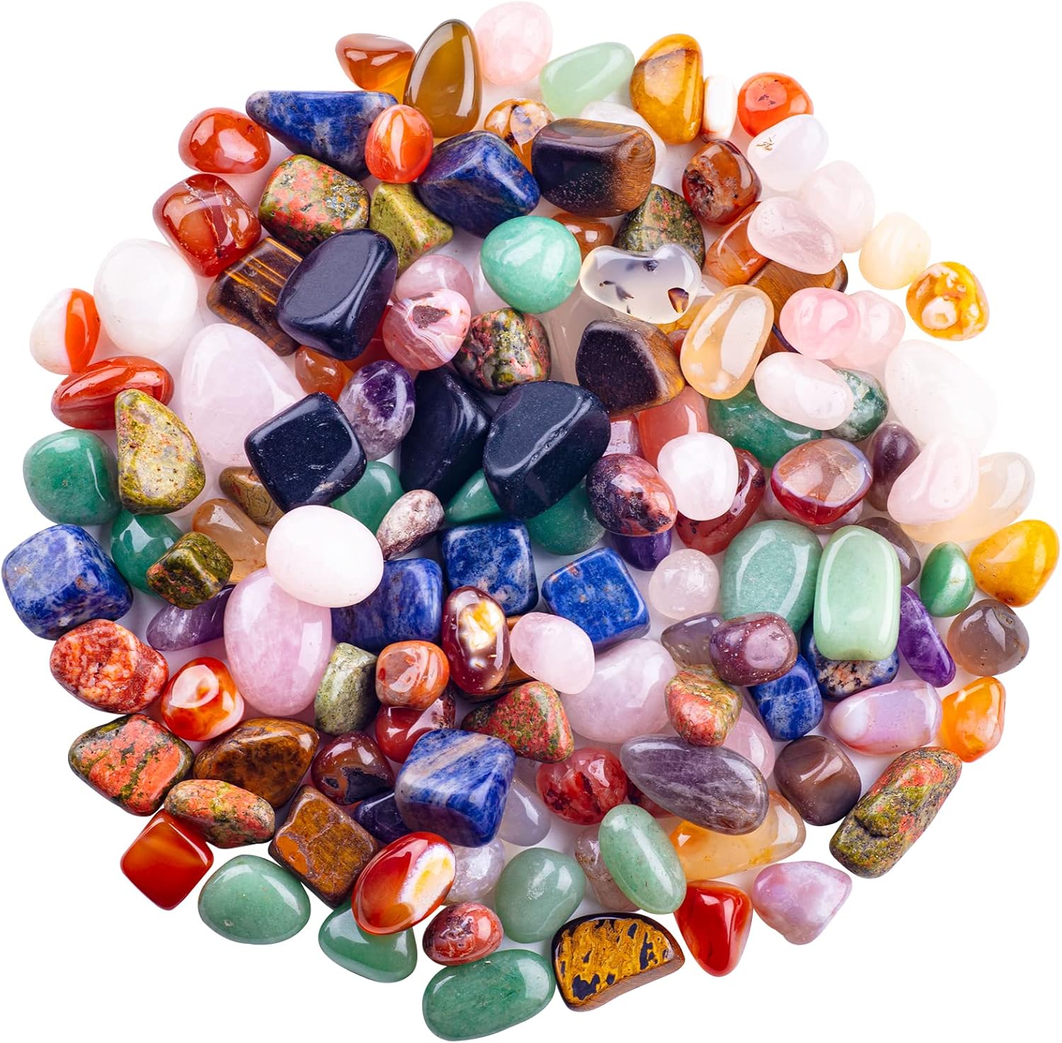 3lbs Tumbled Crystals Bulk Polished Rocks Stones Healing Crystals and Stones for Tumbling Assorted Gemstone for Jewelry Making Healing Meditation Spiritual and Decor 15MM