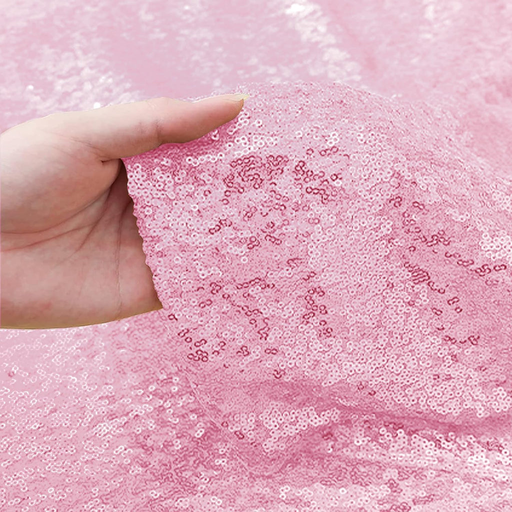 Sugargirl Matte Pink Sequin Backdrop Curtain 4 Panels 2FTx8FT Glitter Pink Background Drapes Sparkle Photography Backdrop for Party Wedding Birthday Wall Decoration