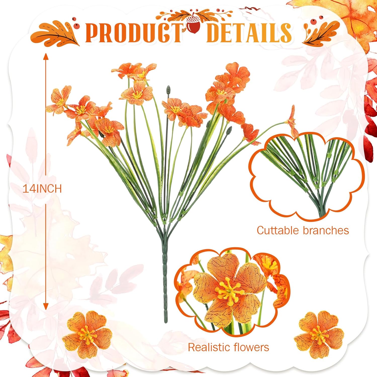 Lyrow 100 Bundles Violet Artificial Flowers, UV Resistant Faux Silk Flowers Outdoor, Fake Violet Bulk for Front Porch Hanging Garden Courtyard Farmhouse Home(Bright Orange)