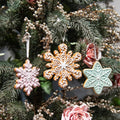 Braxio Gingerbread Snowflake Ornaments - Christmas Figurine Ornaments Decorative Hanging Ornaments for Christmas Tree Set of 3