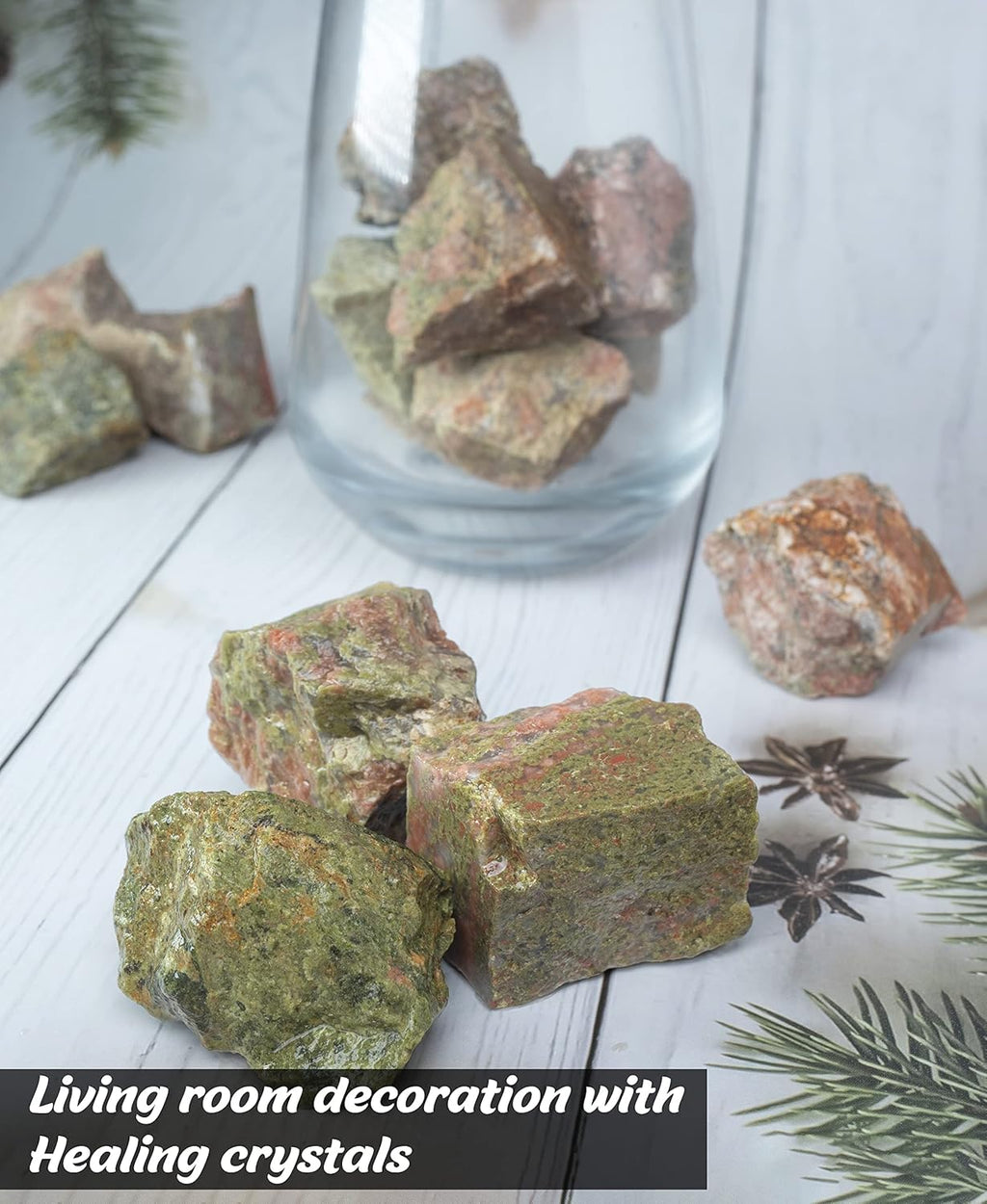 Crocon 1LB Unakite Rough Bulk Natural Stone Raw Gemstone Tumbling Cabbing Polishing Mining Chakra Balancing Reiki Healing Good Luck Gift Home Office Decor