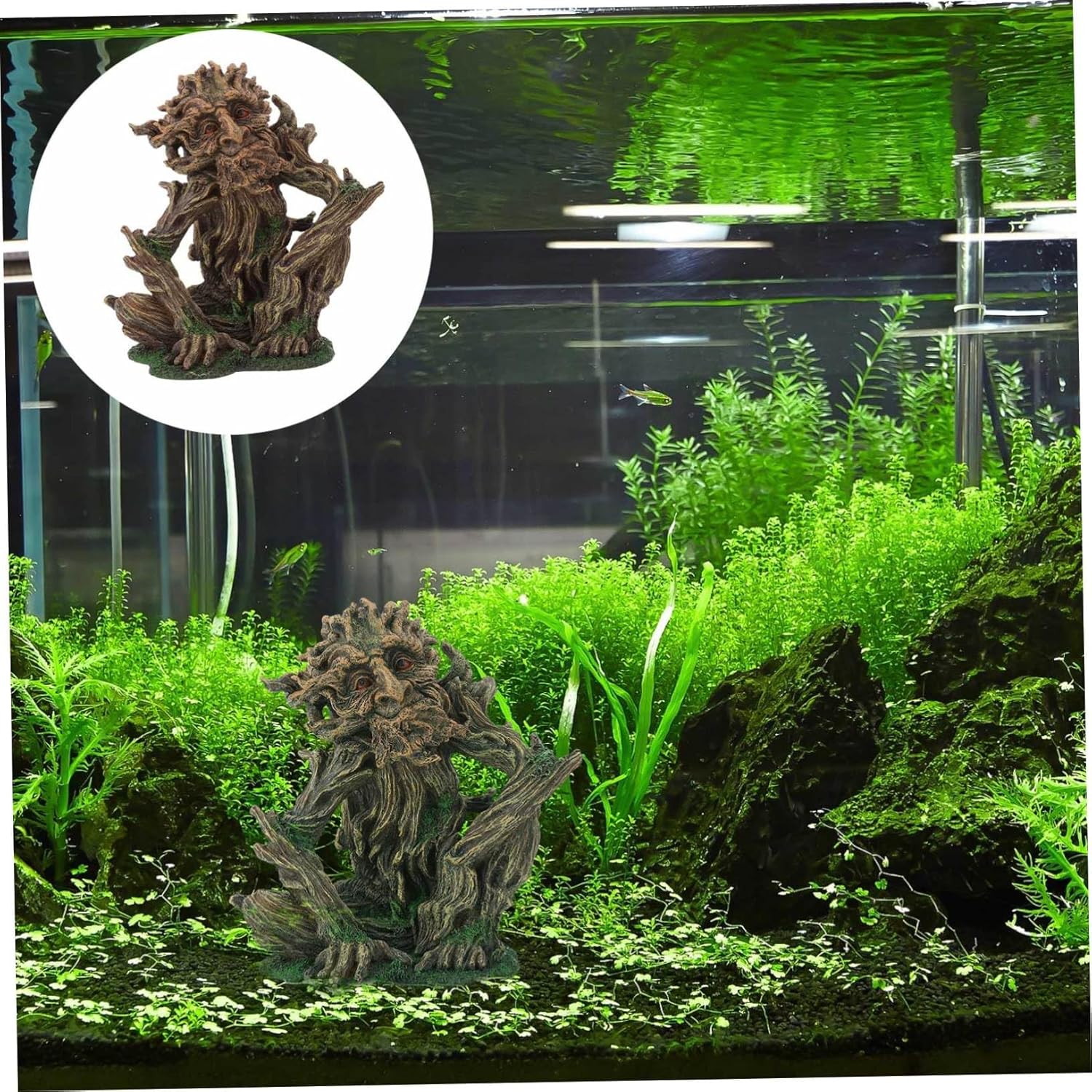 Zerodeko Fish Tank Tree Trunk Decoration, Aquarium Tree face décor Ornaments for Fish Tank, Resin Old Man Figurine for Freshwater Saltwater, Aquarium Betta Fish Decoration