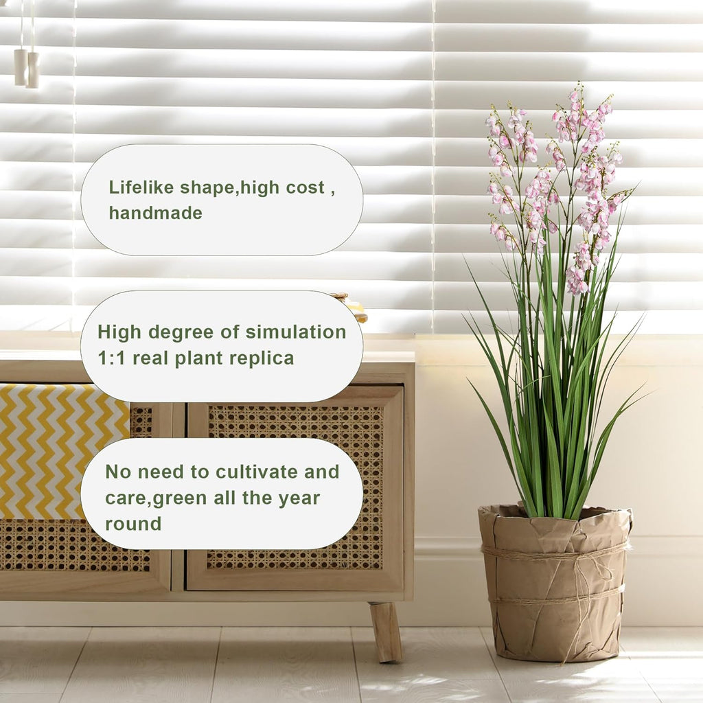 Fake Plants Home Decor Fake Flowers Artificial Plants Outdoor Tall Grass Plant Artificial Pampas Grass Decor Artificial Plants Indoor Fake Grass Living Room Decor Artificial Grass 36" 2PCS（Pink）