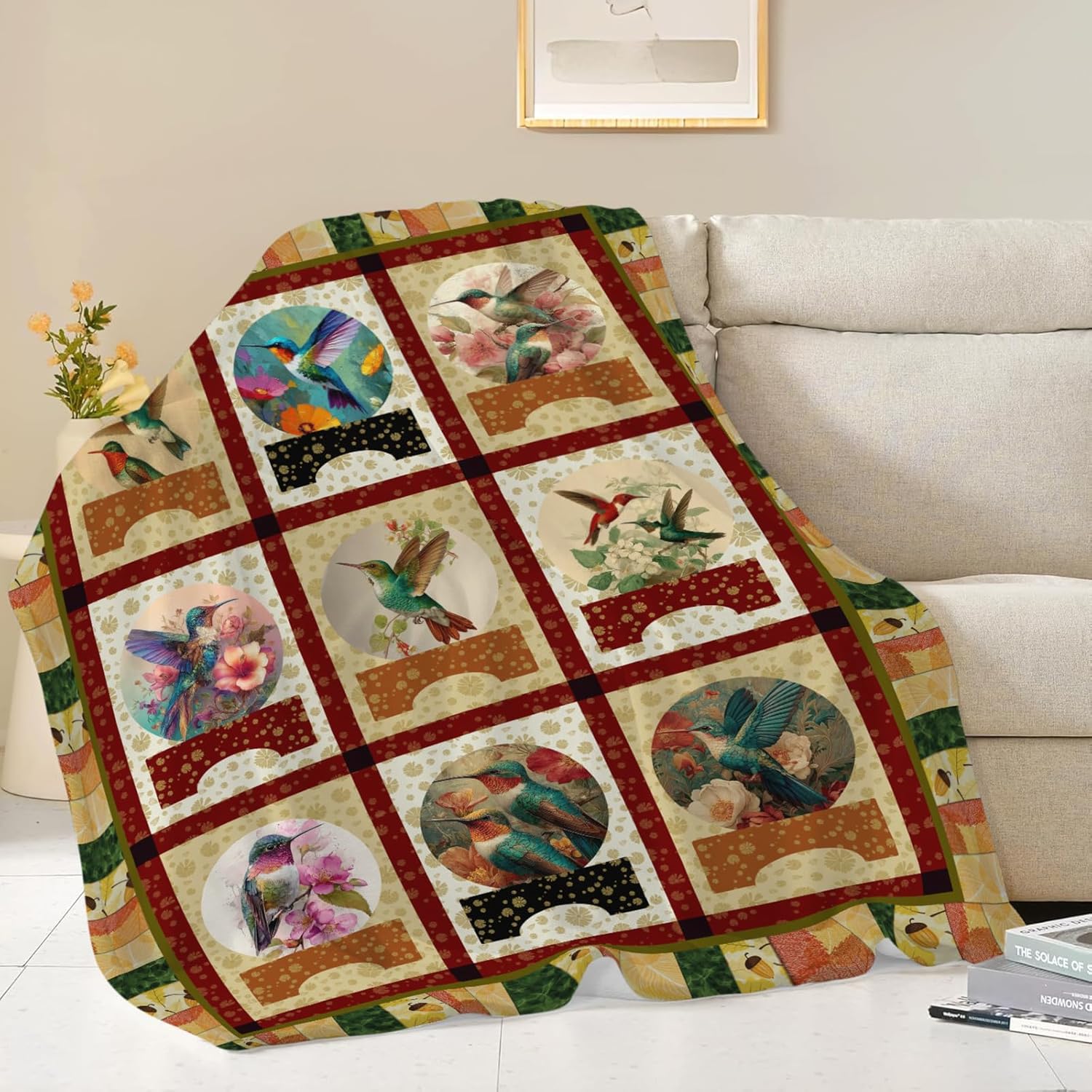 Hummingbird Throw Blanket Hummingbird Bird Stuff Gifts for Kids Girls Boys Adults Women Men Soft Cozy Warm Plush Fluffy Fuzzy Fleece Blanket Decor 60''X80''