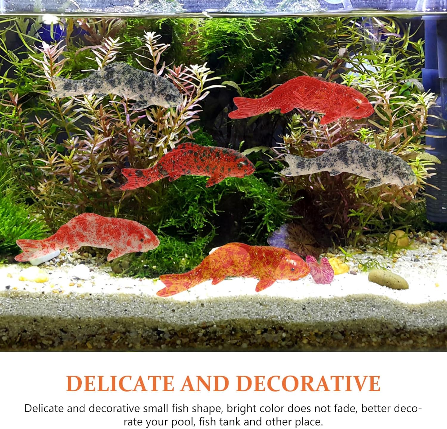 Veemoon 5PCS Fake Koi Fish,2.16Inch Mini Goldfish Figurines DIY Tank Decor for Aquarium Pond Fairy Garden Supplies