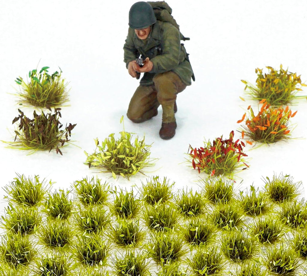 Cayway Miniature Grass Cluster, Static Tuft Model Vegetation Groups for DIY Train Landscape Railroad Scenery, Flower (Green and Red)