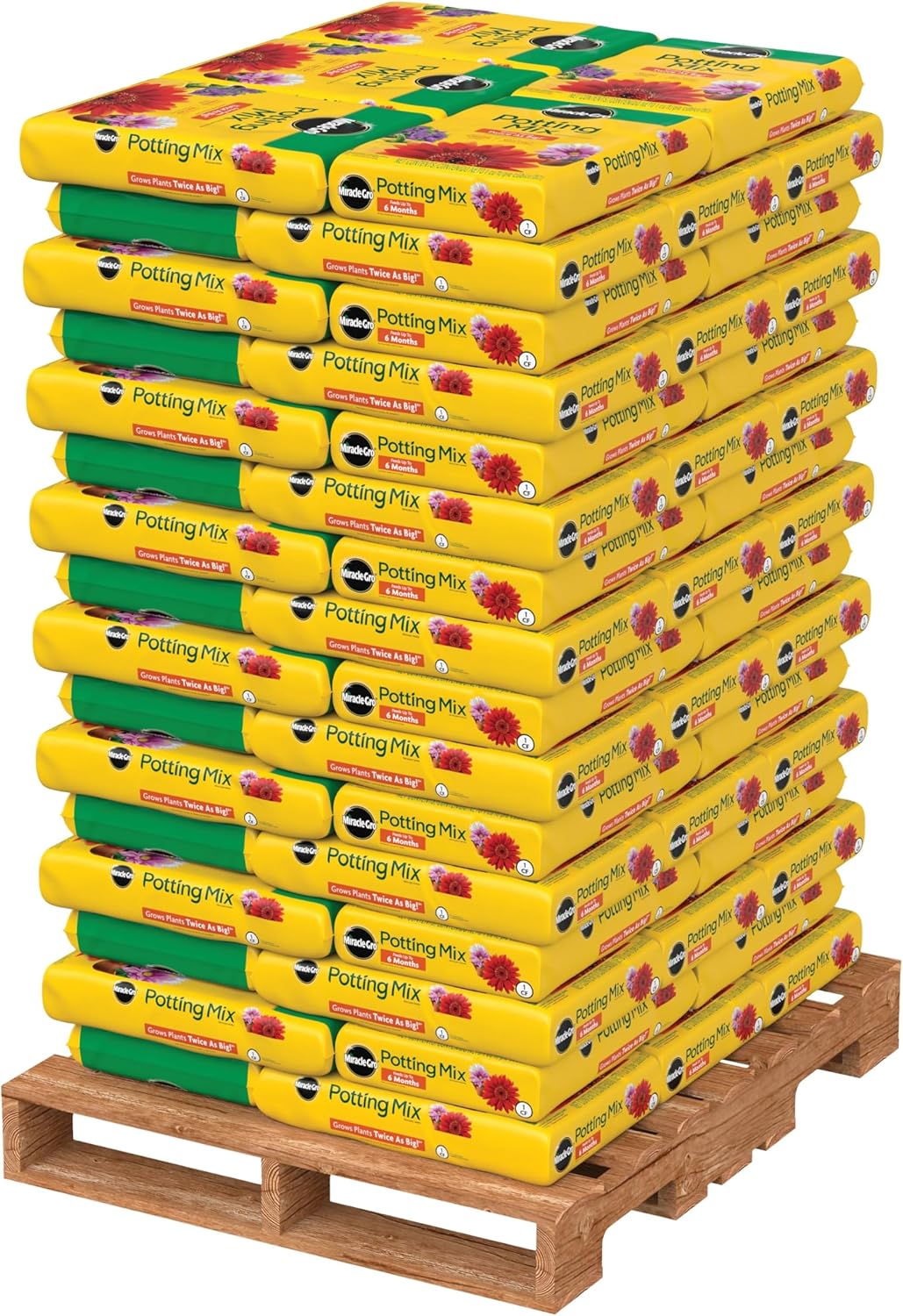 Miracle-GRO Potting Mix Bulk Pallet, for Container Plants, Flowers, Vegetables, Shrubs, Annuals, Perennials, 1 cu. ft. Bags, Pallet of 80