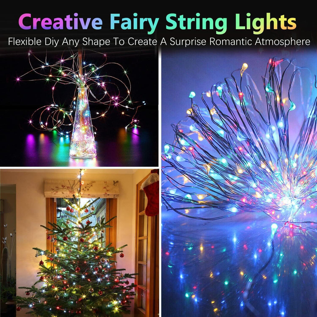 2 Pack Christmas Fairy Lights Battery Operated, 20FT 60LED RGB Color Changing String Lights, Indoor & Outdoor Twinkle Light with Timer and Remote for Bedroom Wedding Birthday Christmas Decorations