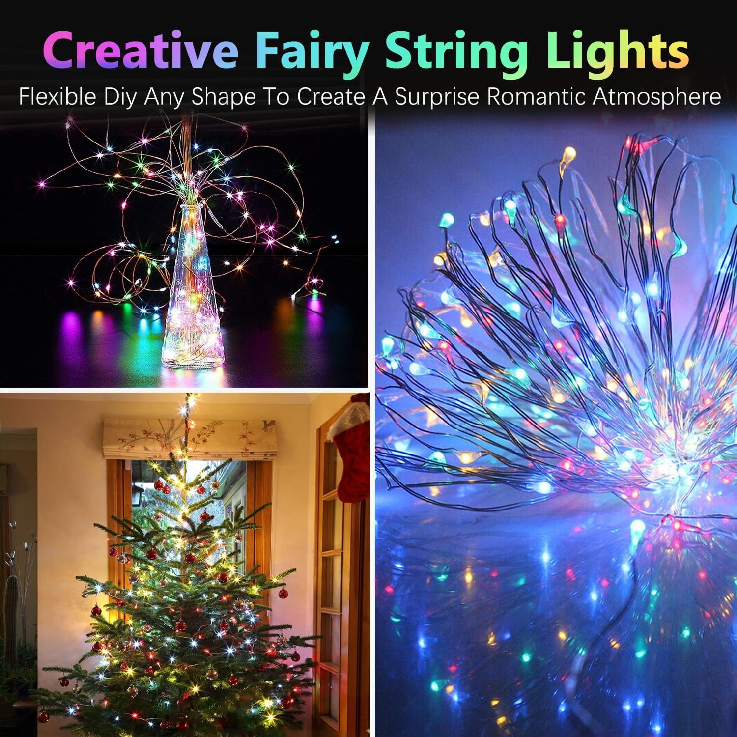 2 Pack Christmas Fairy Lights Battery Operated, 20FT 60LED RGB Color Changing String Lights, Indoor & Outdoor Twinkle Light with Timer and Remote for Bedroom Wedding Birthday Christmas Decorations