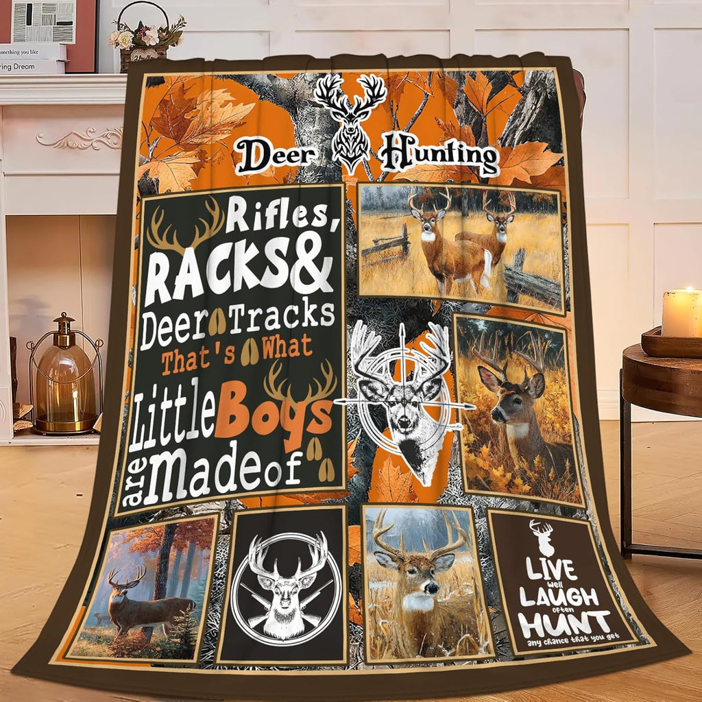 Deer Throw Blanket Deer Elk Stuff Hunting Gifts for Kids Girls Boys Adults Women Men Soft Cozy Warm Plush Fluffy Fuzzy Fleece Blanket Decor 60''X80''