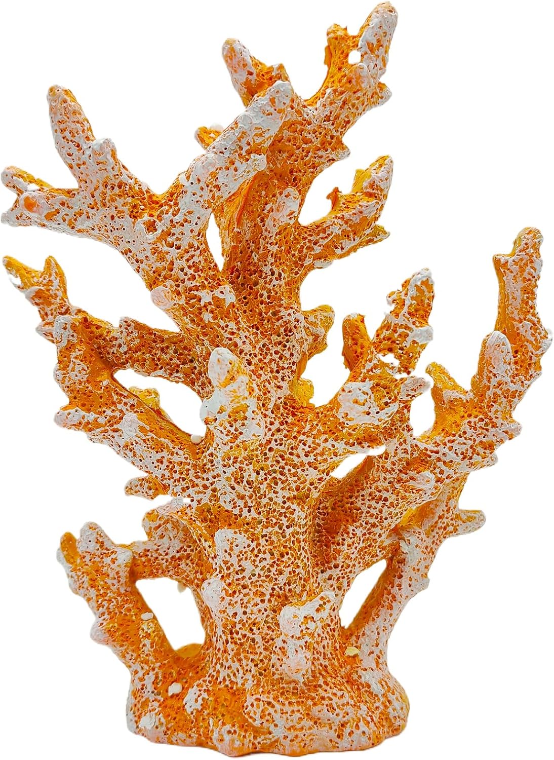 Beach Coastal Decor Coral Reef Home Decor Coral Statue Sculpture Home,Desk,Bathroom,Desktop Shelf Statue,Marine Themed Gifts (Golden Orange Coral)