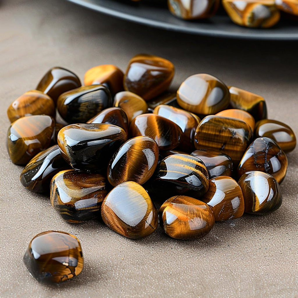 Polished Tigers Eye Crystal Chips Set, 0.4", 128 Pcs - Handpicked Tumbled Stones and Crystals Bulk for Healing, Reiki, Meditation, Witchcraft and Home Decor