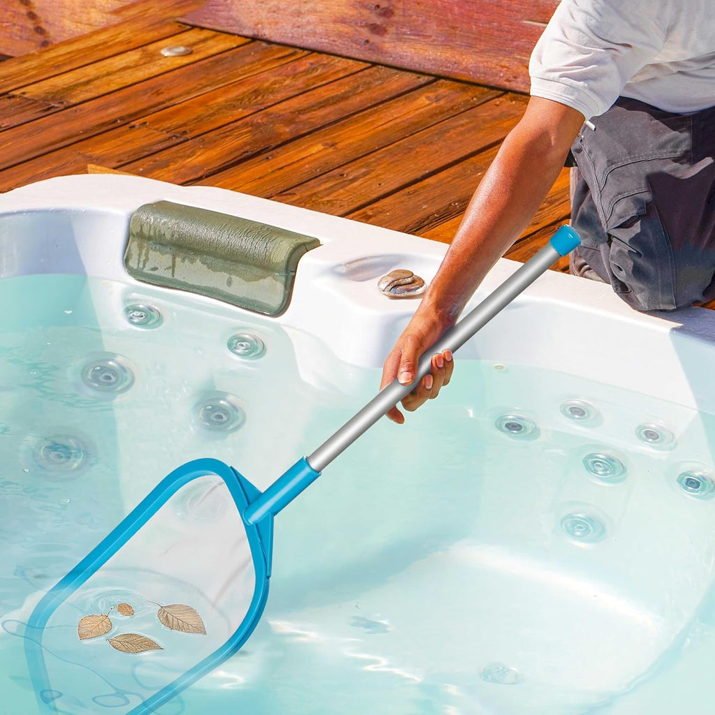 U.S. Pool Supply Pool Skimmer Net with Pole, Handheld Ultra Fine Mesh Pool Skimmer Net - Hand Held Spa, Hot Tub, Pond Cleaning - 17" Pole, Leaf Netting, Scoop Skim Leaves & Debris, Clean Water Surface
