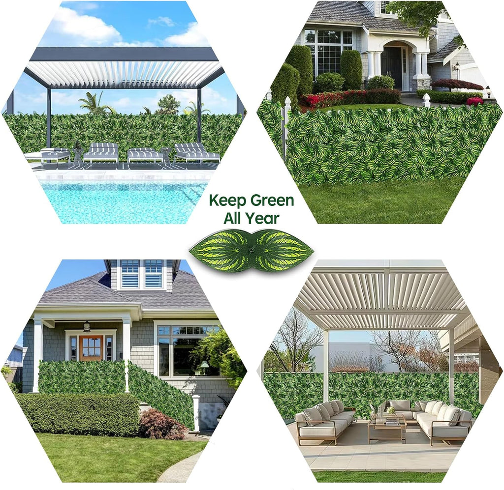 Artificial Ivy Privacy Fence Screen,59" X 118" UV-Anti Fake Leaves Plant Vine,Privacy Hedges Wall for Indoor Outdoor Garden Backyard Decor,Color Watermelon Leaves