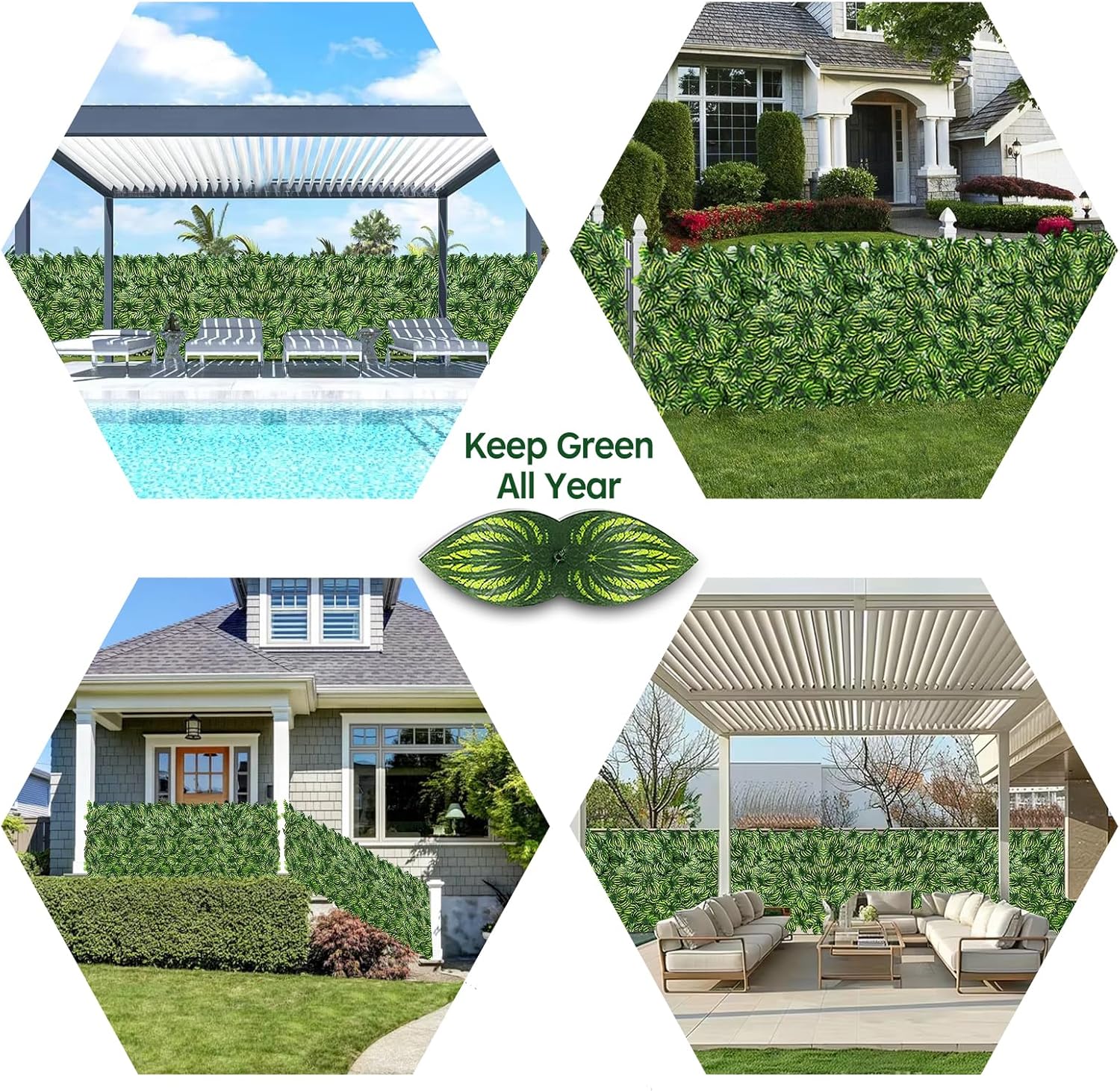Artificial Ivy Privacy Fence Screen,39.4" X 158" UV-Anti Fake Leaves Plant Vine,Privacy Hedges Wall for Indoor Outdoor Garden Backyard Decor,Color Watermelon Leaves