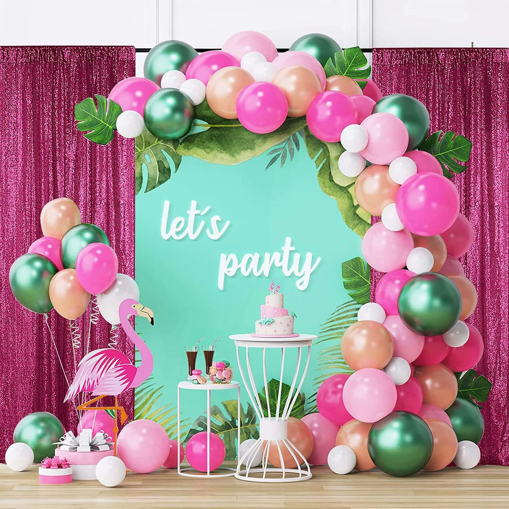 Sugargirl Fuchsia Sequin Backdrop Curtain 2 Panels 2FTx8FT Glitter Fuchsia Background Drapes Sparkle Photography Backdrop for Party Wedding Birthday Wall Decoration