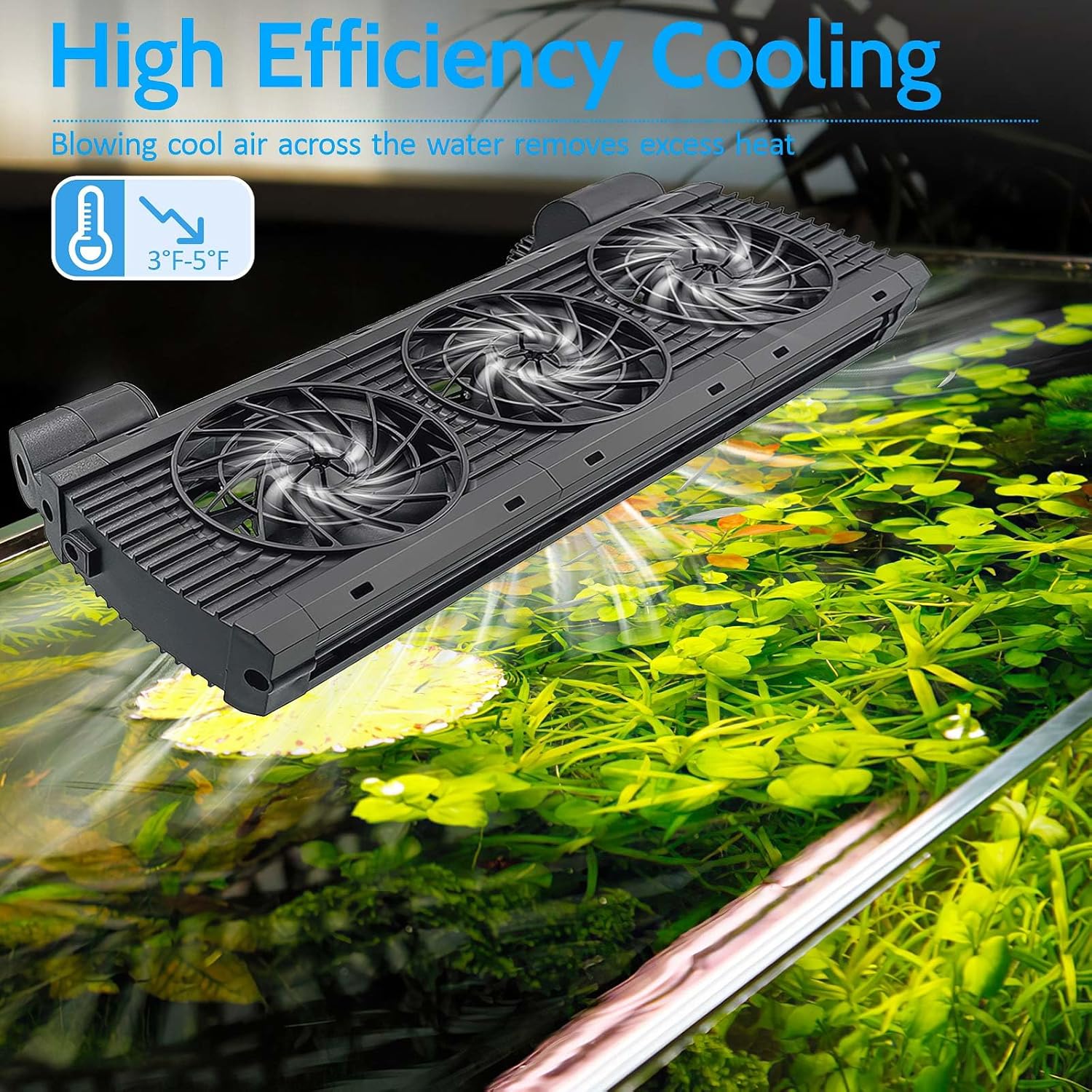 Upgrade Aquarium Fan with Memory Function,Fish Tank Cooling Fan,Aquarium Cooler Water Chiller for Axolotl Betta Fish Accessories with Adjustable Speed and Timer(3 fan)